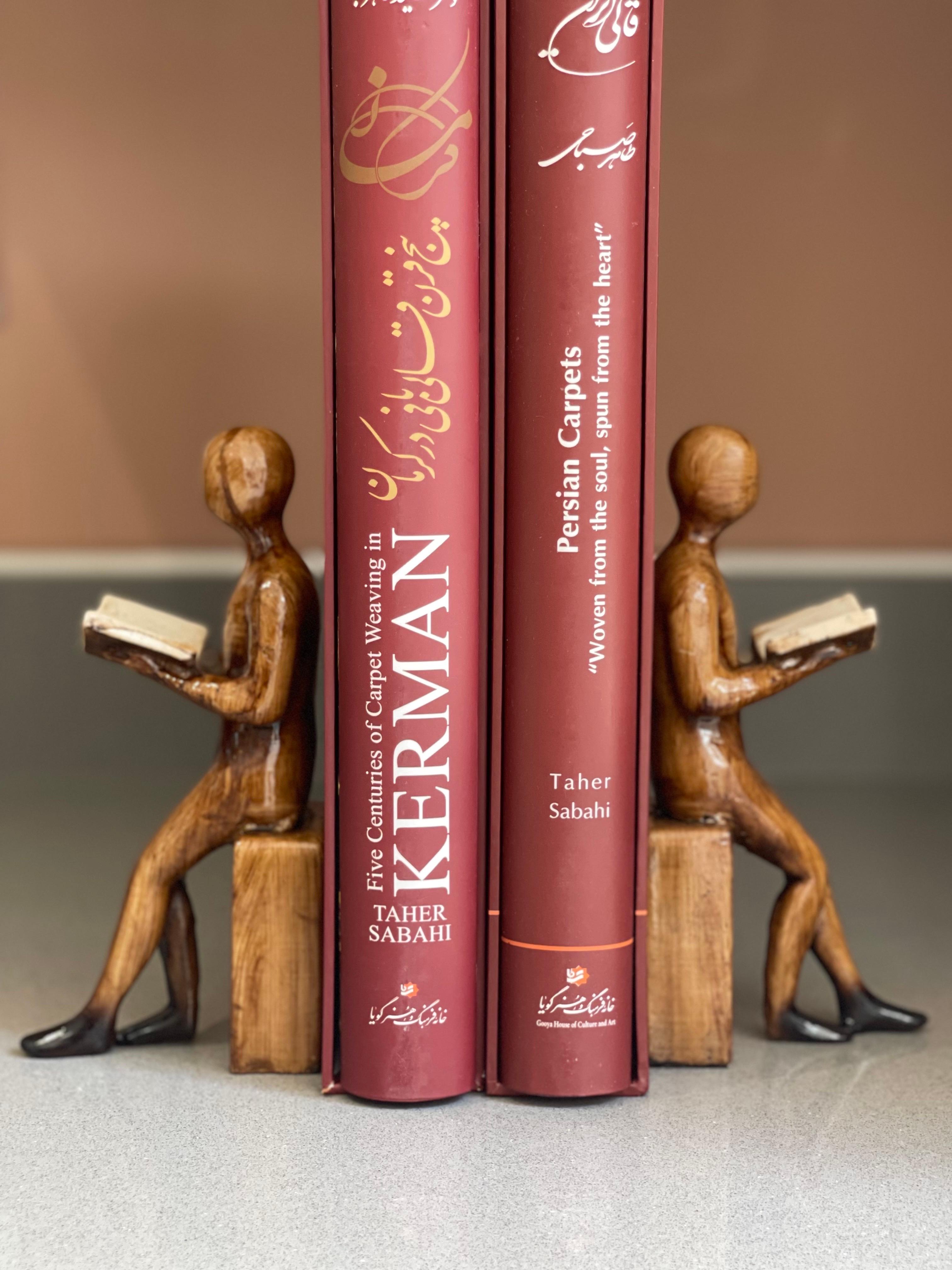 Sculture in legno Porta libri Set di 3 Figurina decorativa pensante di Porta libri in vendita 10