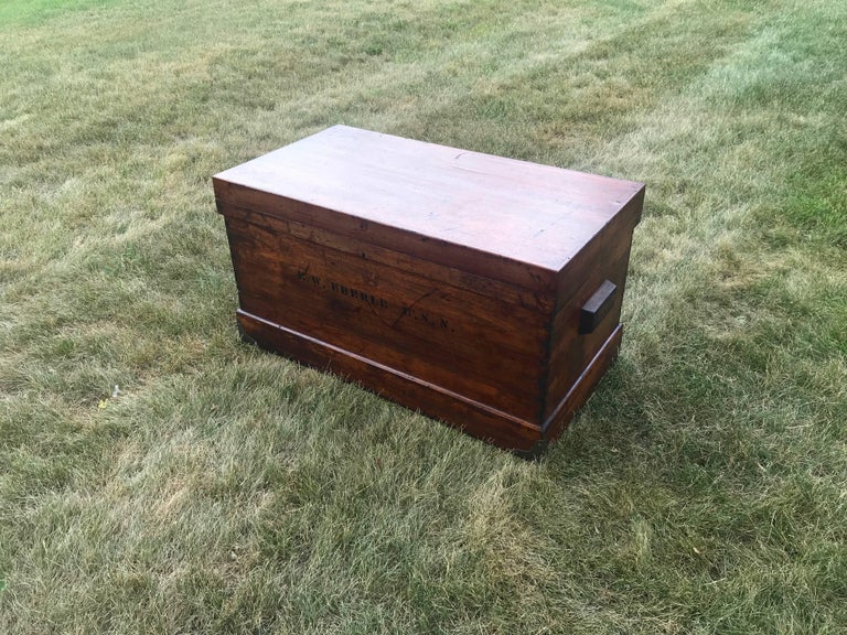 Wooden Sea Chest with Admiral "E.W Eberle" Stamped on Front and Back