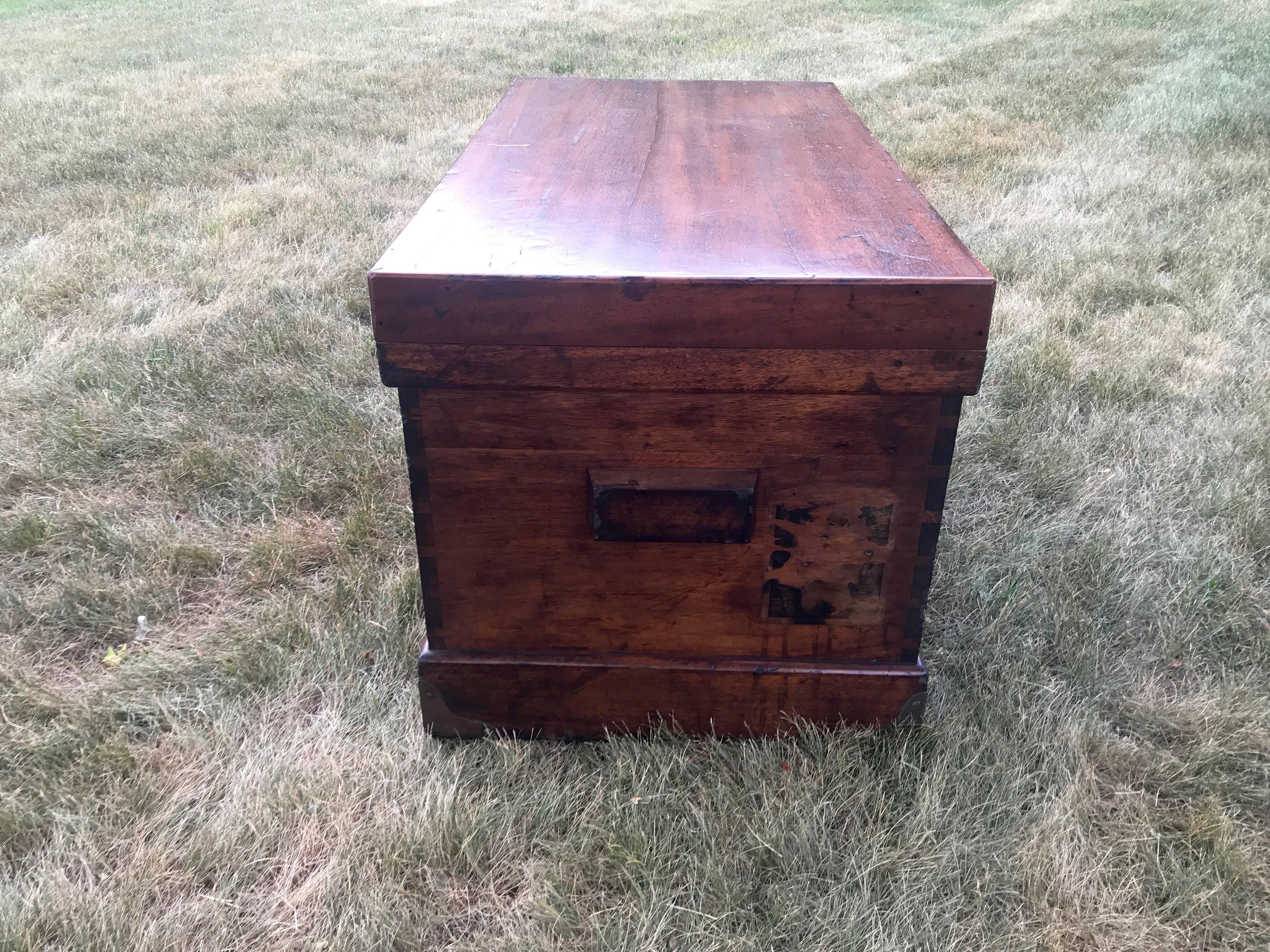 19th Century Wooden Sea Chest with Admiral 