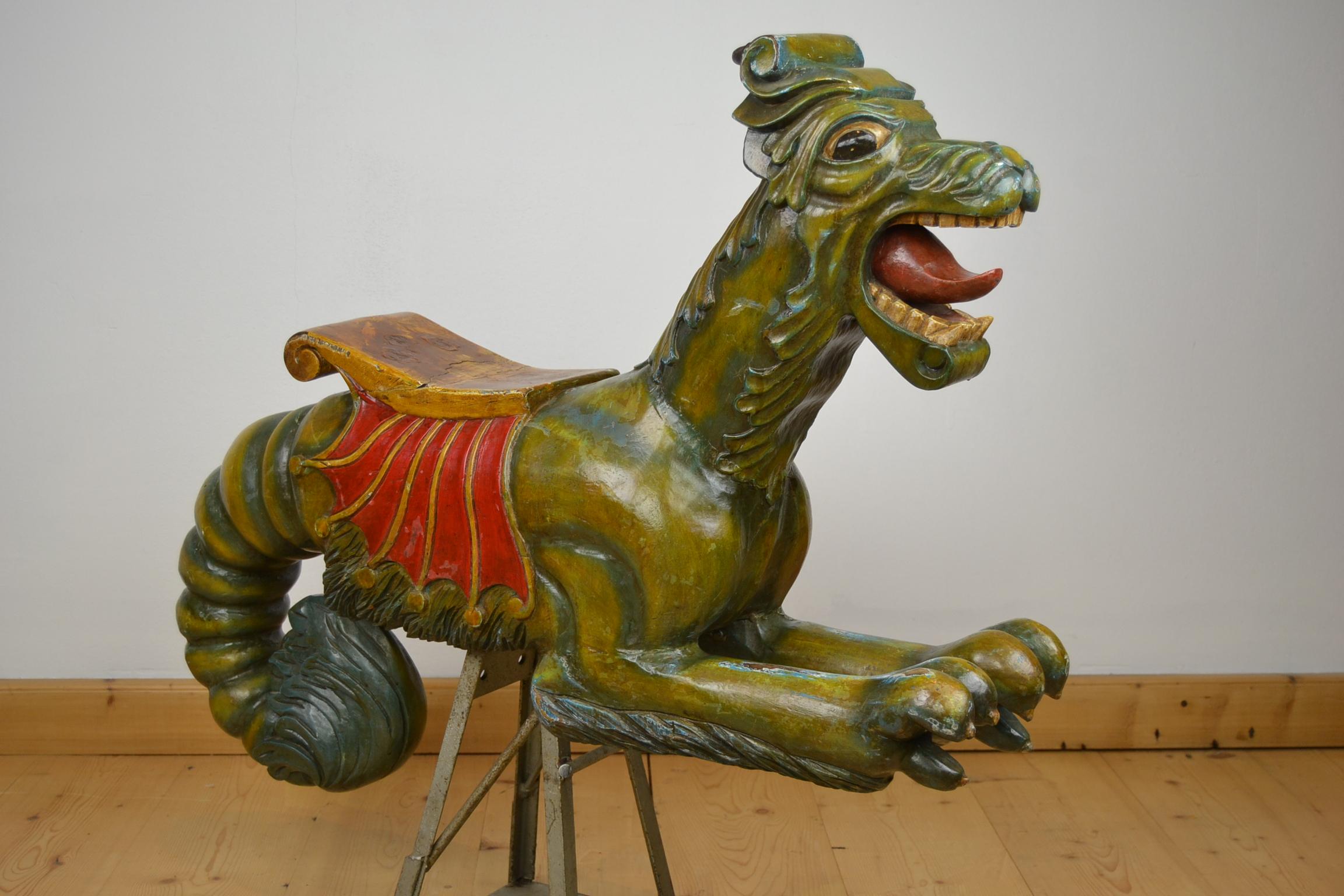 Wooden Sea Dragon Carousel Ride On Sculpture, Europe, 1950s 4