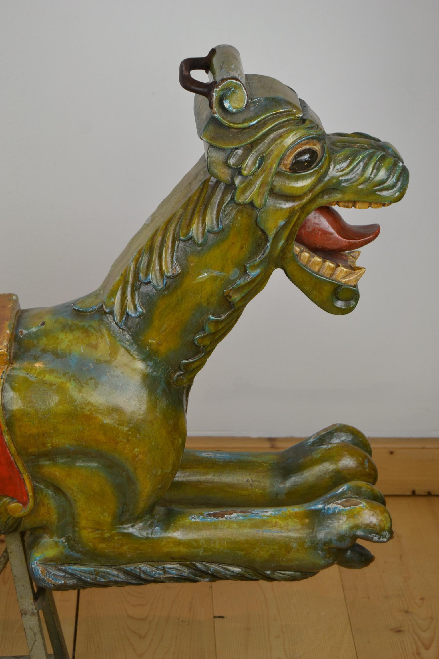 Wooden Sea Dragon Carousel Ride On Sculpture, Europe, 1950s 7