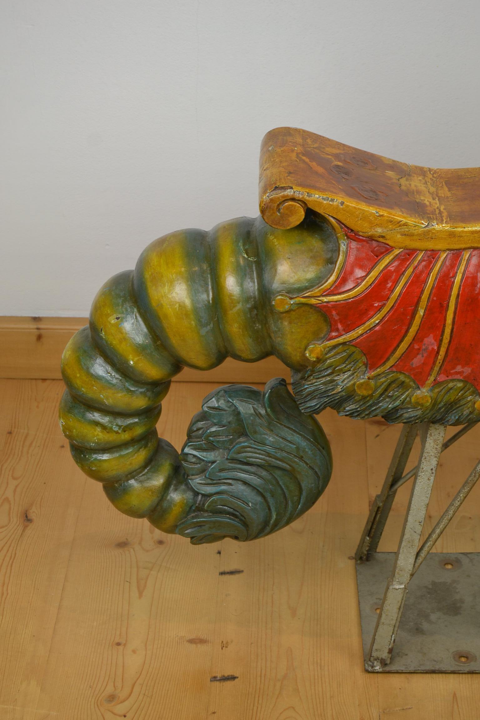 Wooden Sea Dragon Carousel Ride On Sculpture, Europe, 1950s 9