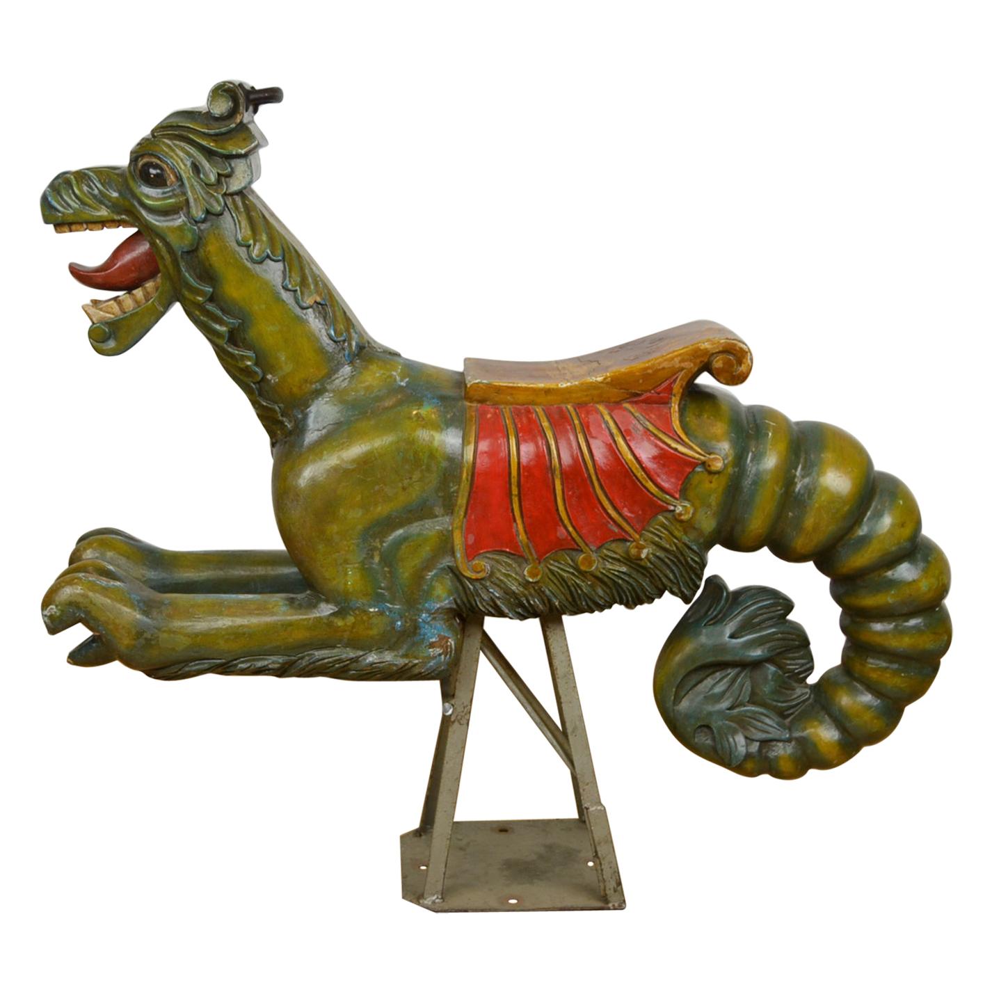Wooden Sea Dragon Carousel Ride On Sculpture, Europe, 1950s
