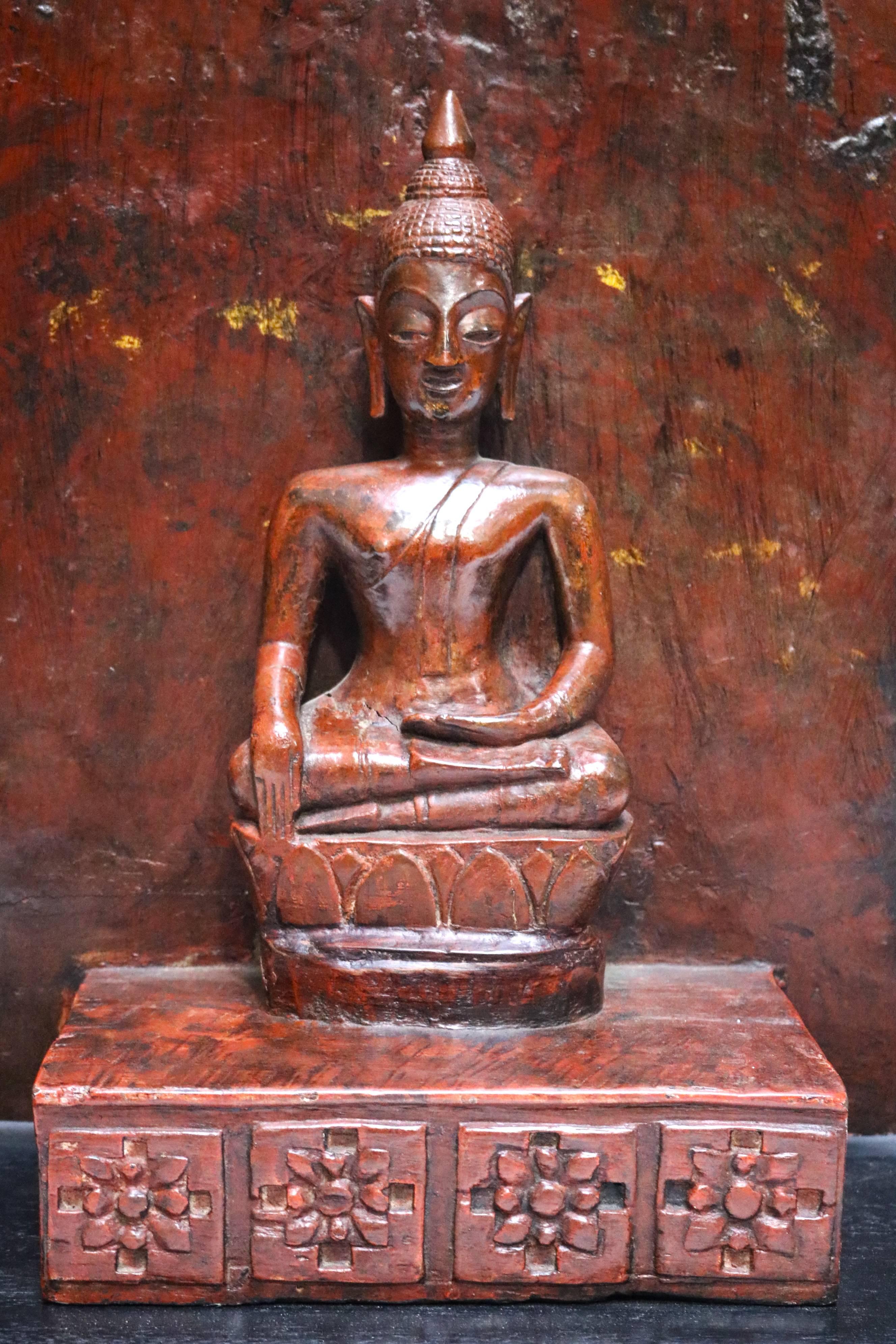 Carved Wooden Seated Buddha TA 12 For Sale
