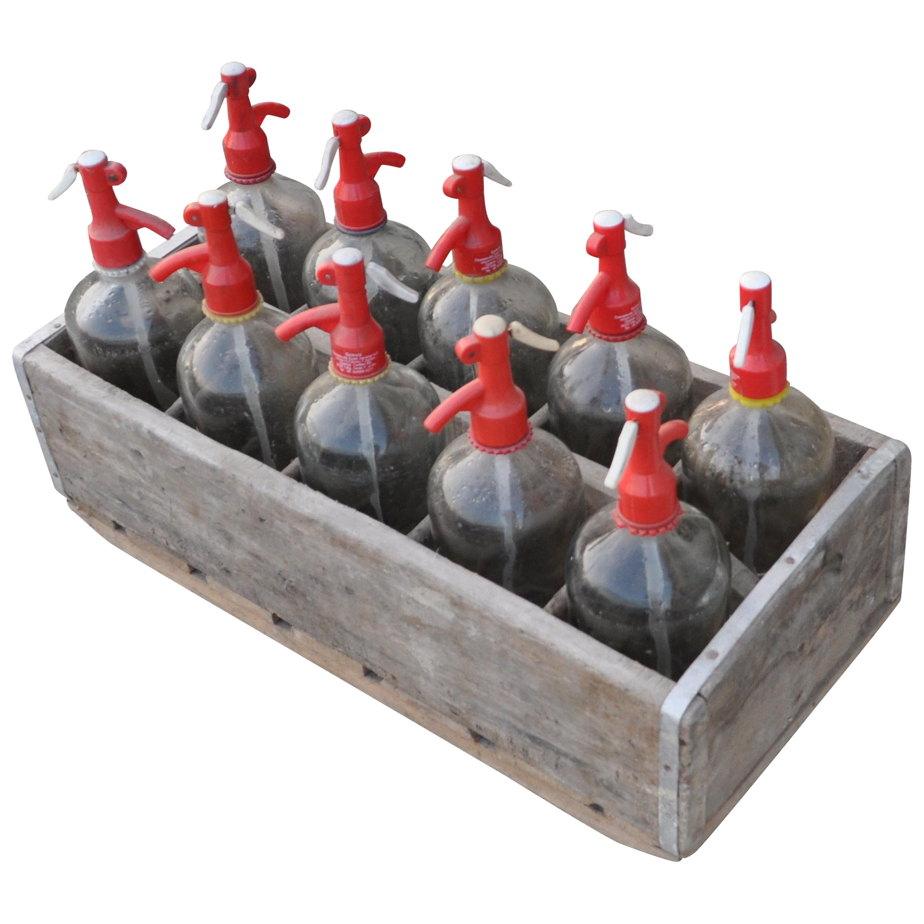 Wooden Seltzer Bottle Crate For Sale