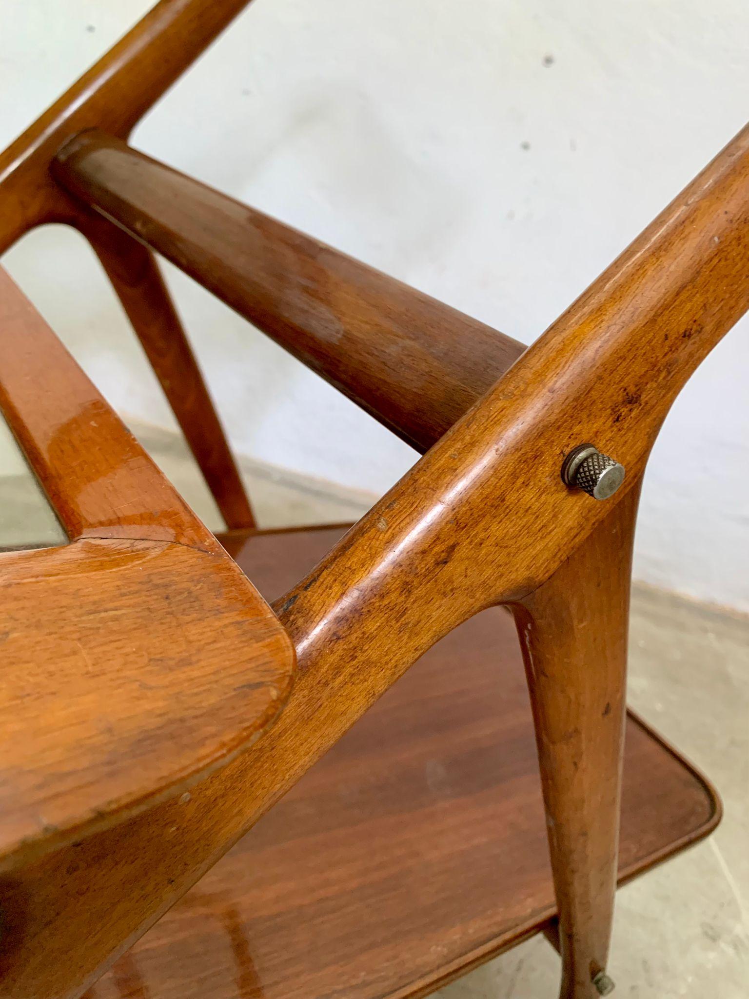 Wooden service trolley model 65 design by Ico Parisi, 1950s, Italy in vendita 3