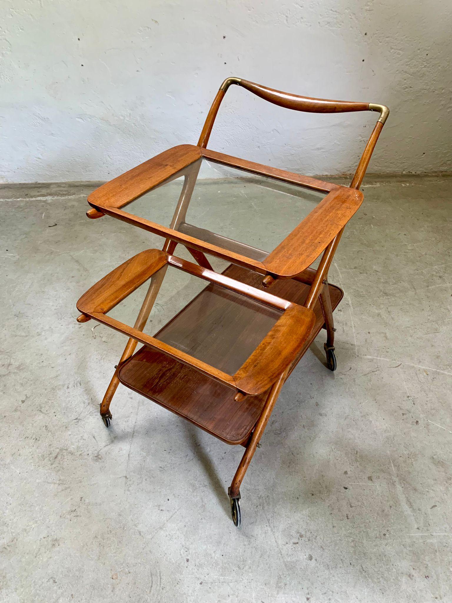 Mid-20th Century Wooden service trolley model 65 design by Ico Parisi, 1950s, Italy in vendita