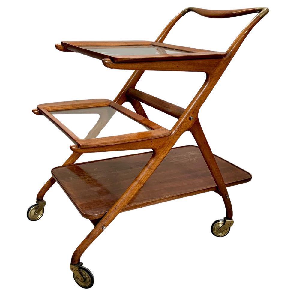 Wooden service trolley model 65 design by Ico Parisi, 1950s, Italy