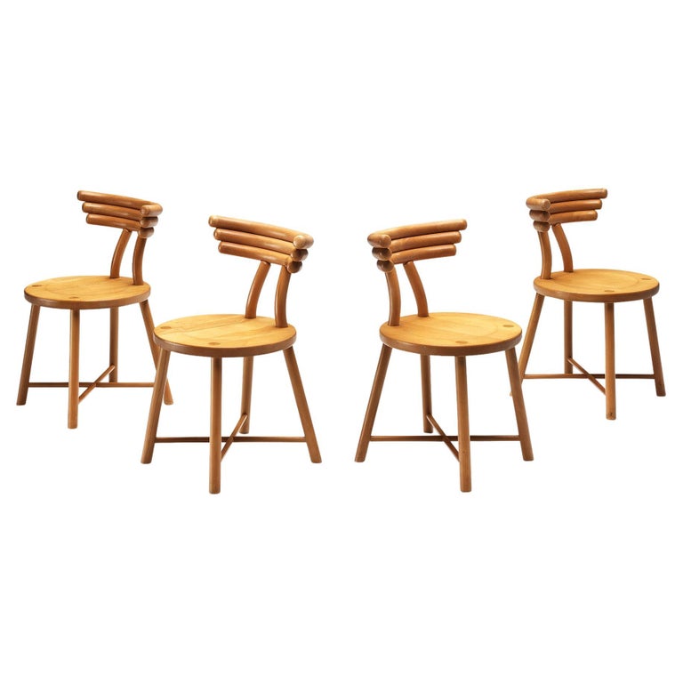 Wooden Set of Four Dining Chairs For Sale at 1stDibs