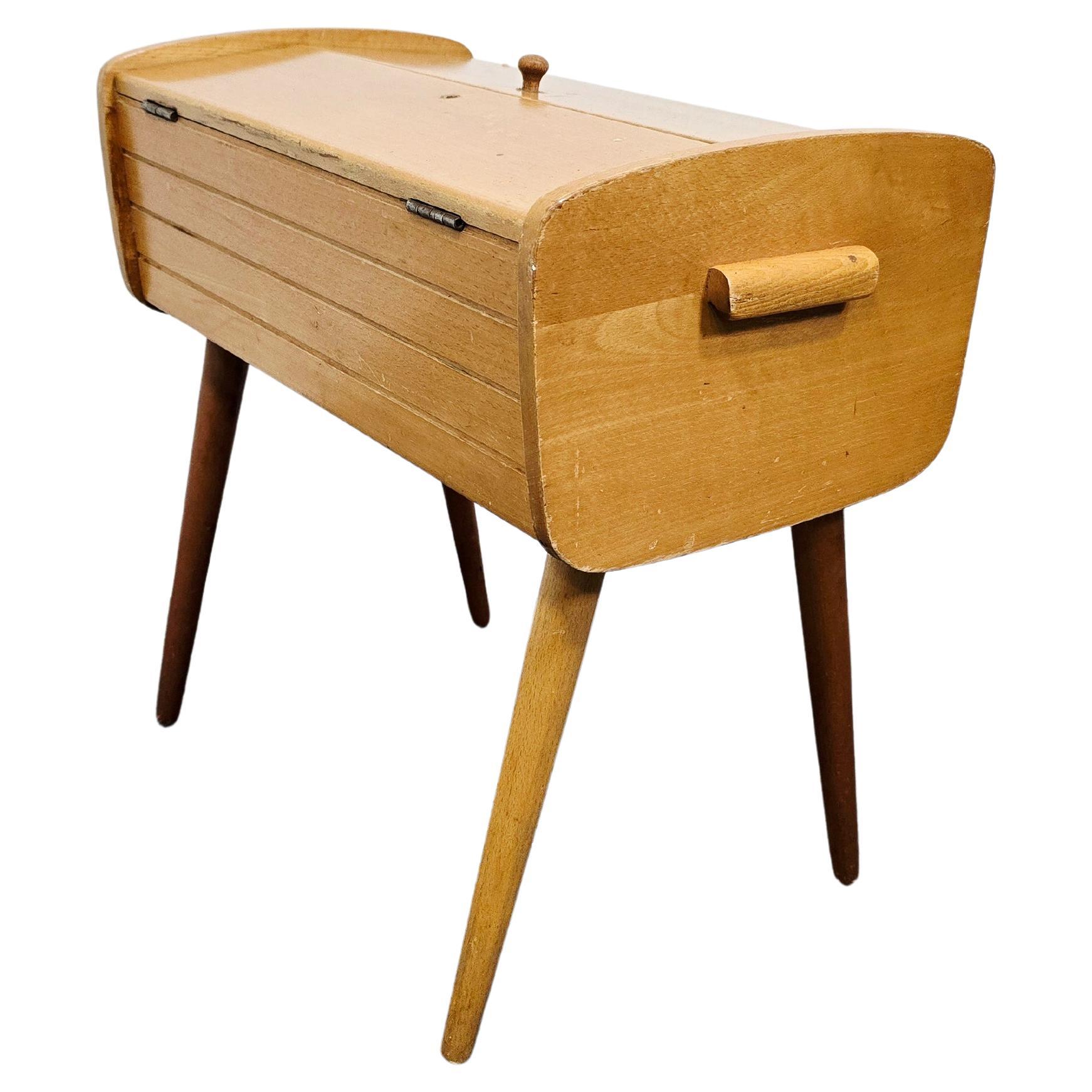 Wooden Sewing Box / Storage Table 60s For Sale