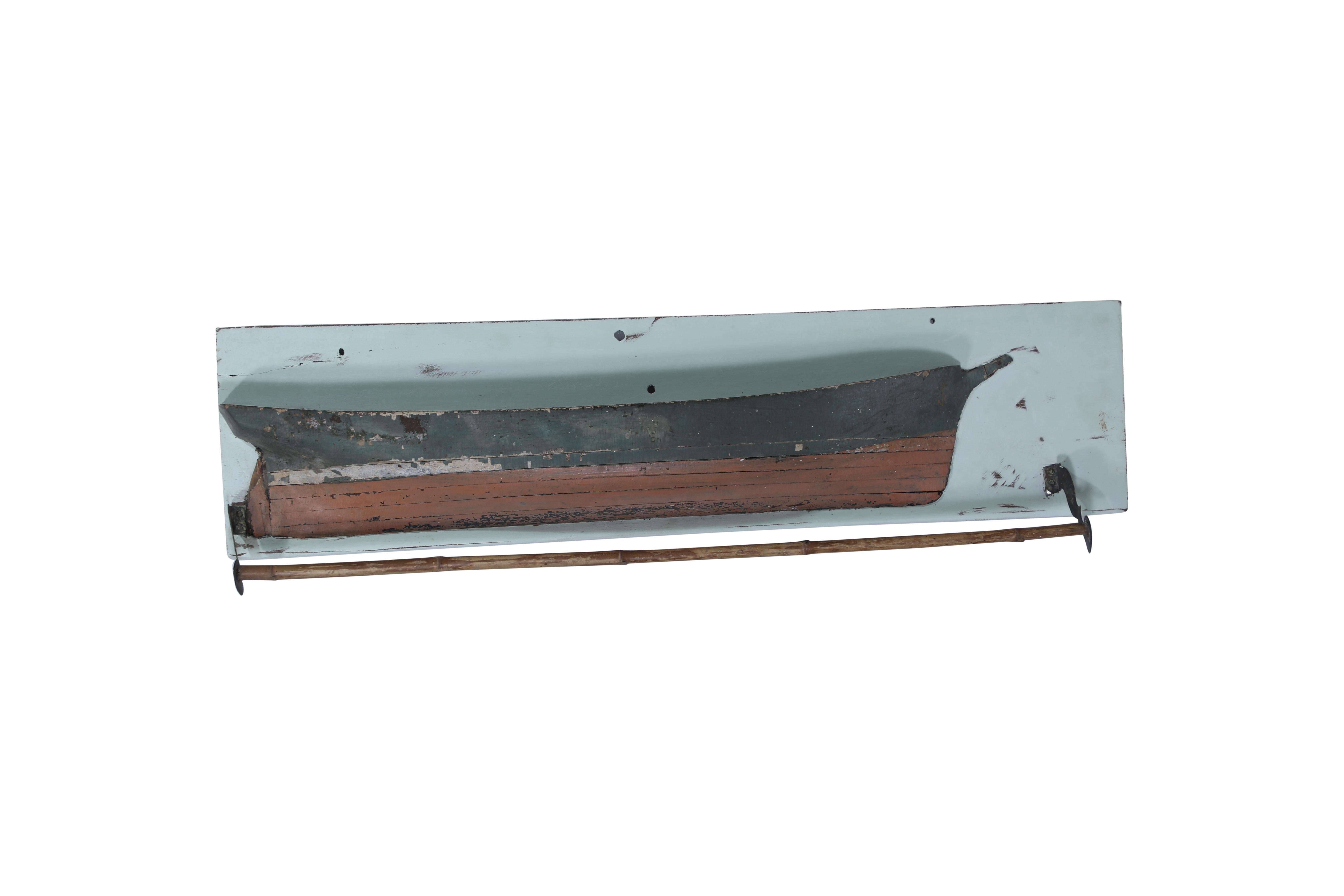 20th Century Wooden Ship's Half Hull Shelf or Towel Rod For Sale