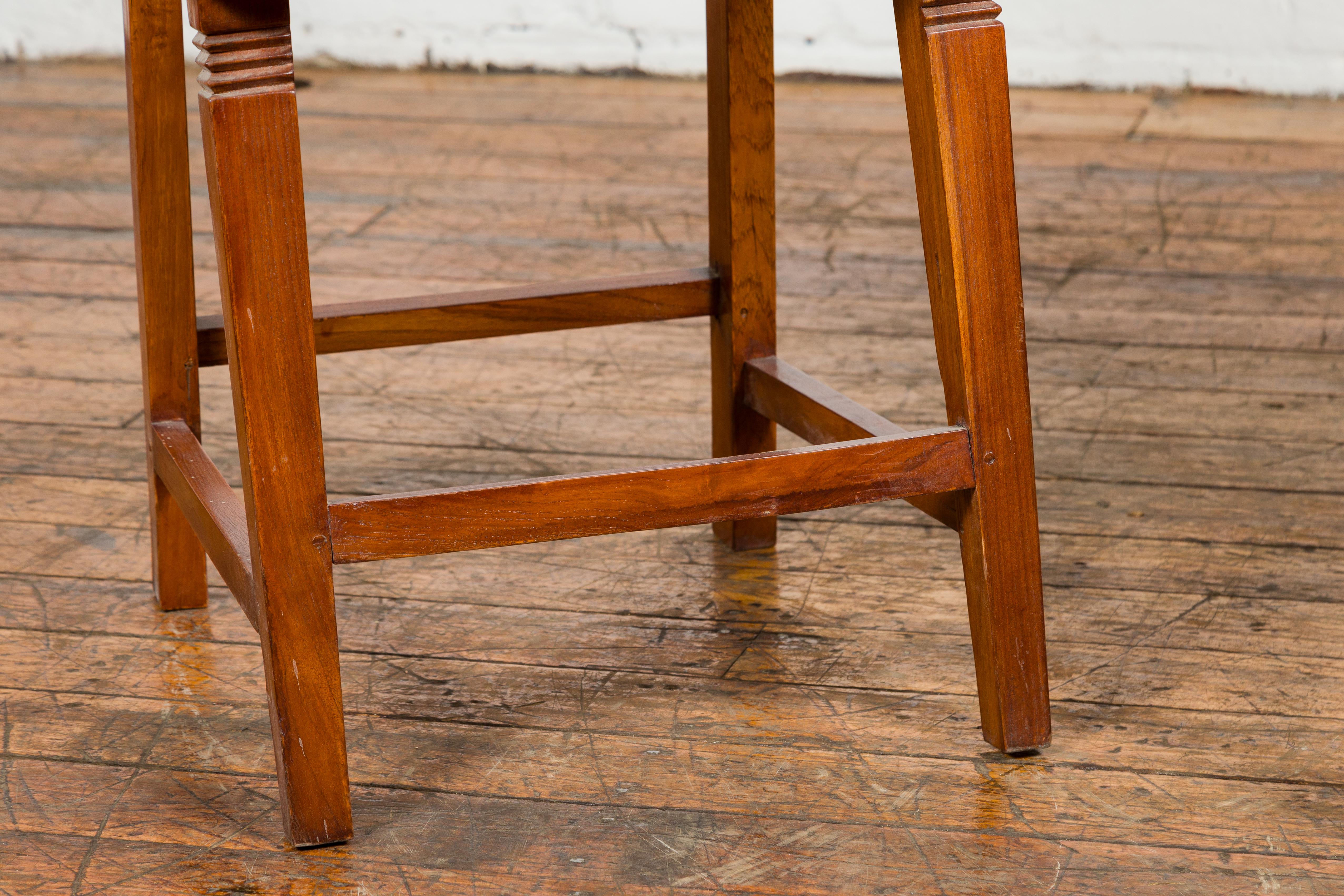 Wooden Side Chairs with Bamboo Slats, Distressed Finish and Tapered Legs, a Pair For Sale 1