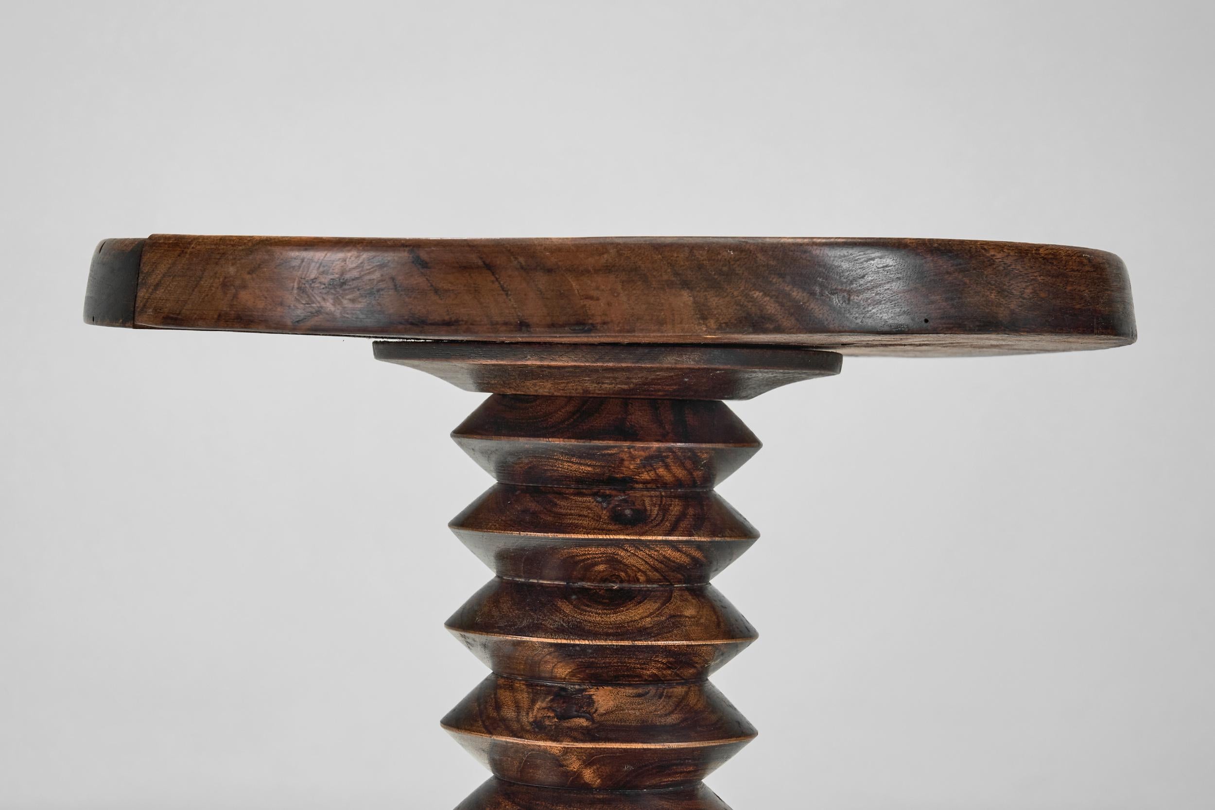 Wooden Side Table attributed after Charles Dudouyt, France ca 1940s en vente 4