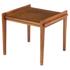 Wooden Side Table with Glass Top by Renè Gabriel, France, 1940's