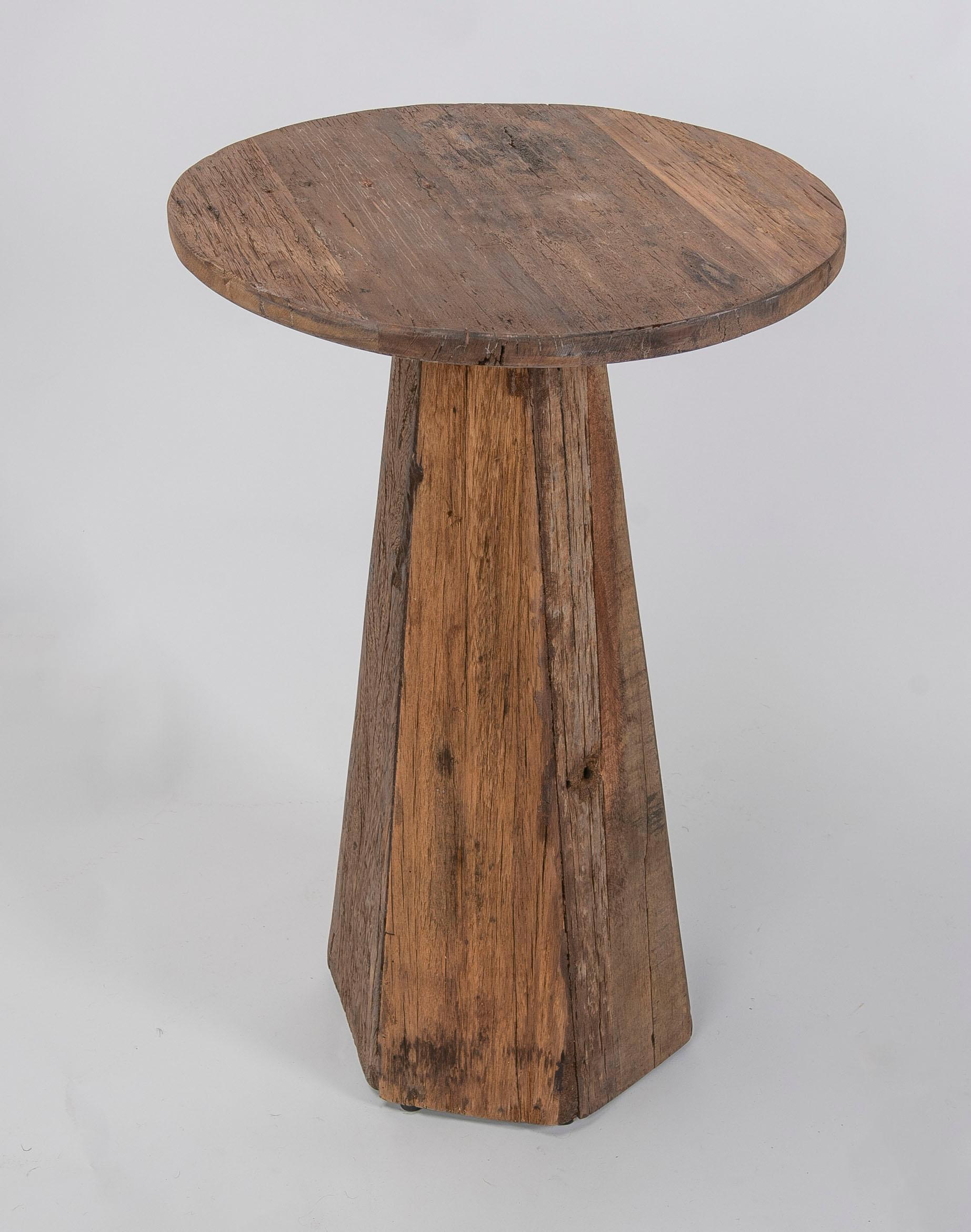 Spanish Wooden Side Table with Round Top For Sale