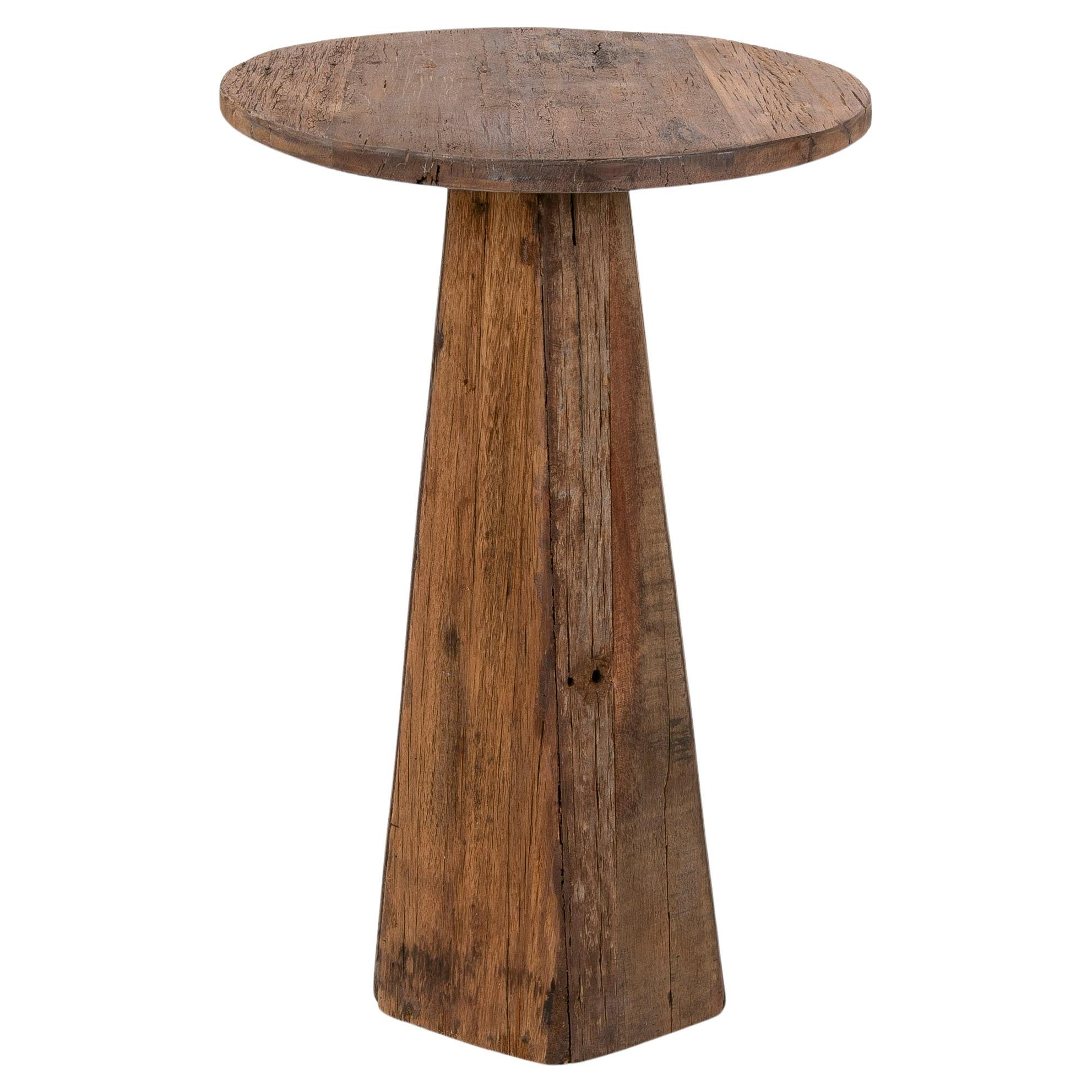 Wooden Side Table with Round Top For Sale