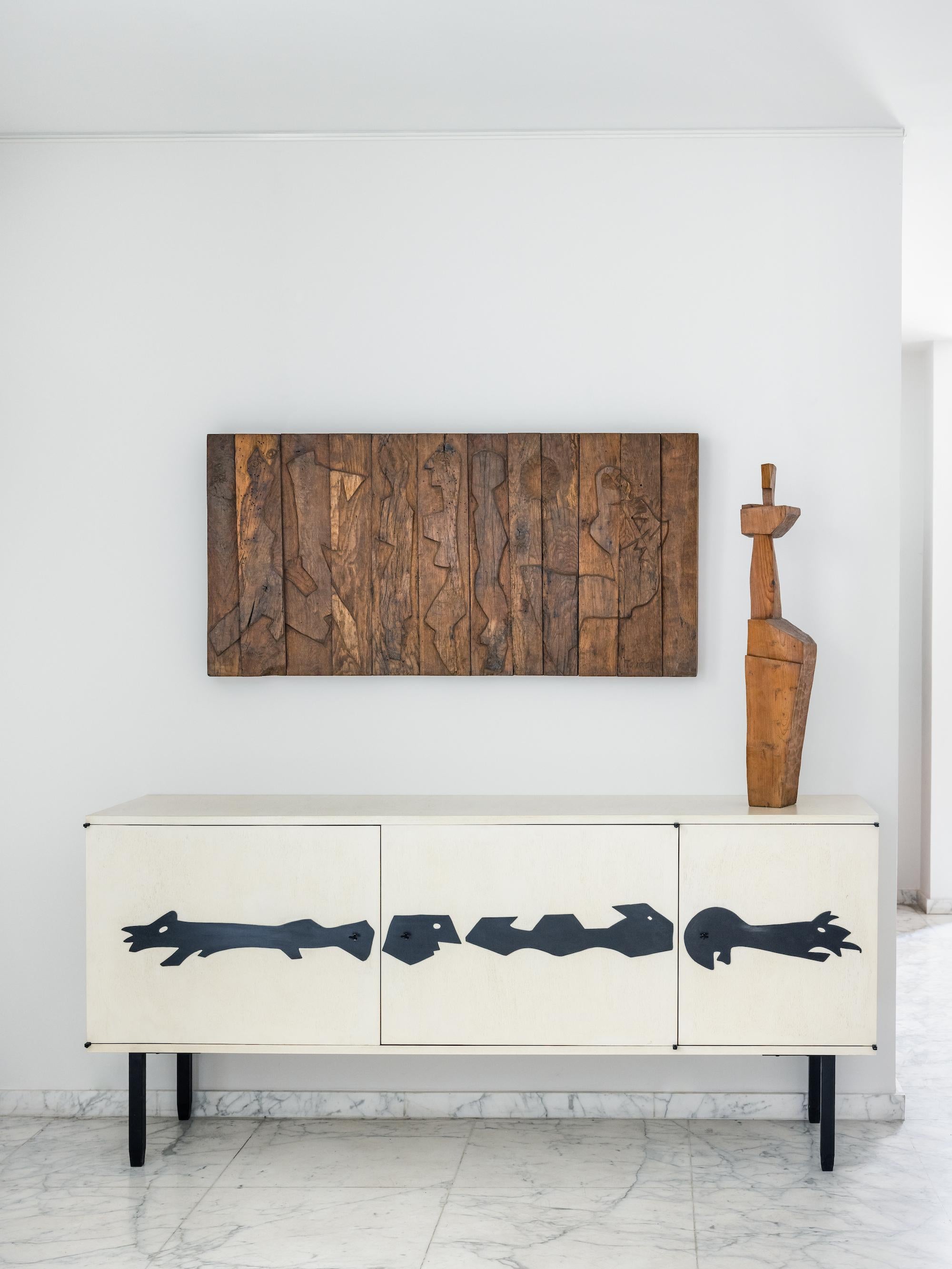 Blackened Wooden Sideboard by Jean Touret