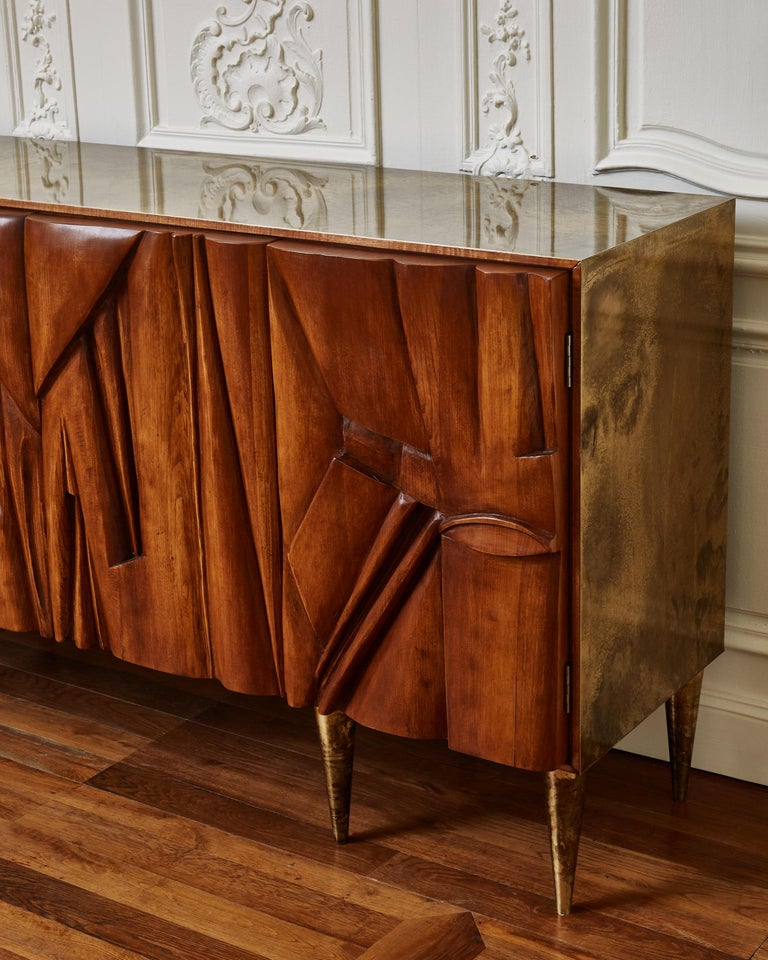 Patinated Wooden Sideboard by Studio Glustin For Sale