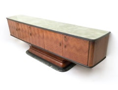 Wooden Sideboard with a Green Alps Marble Base, Italy, 1950s