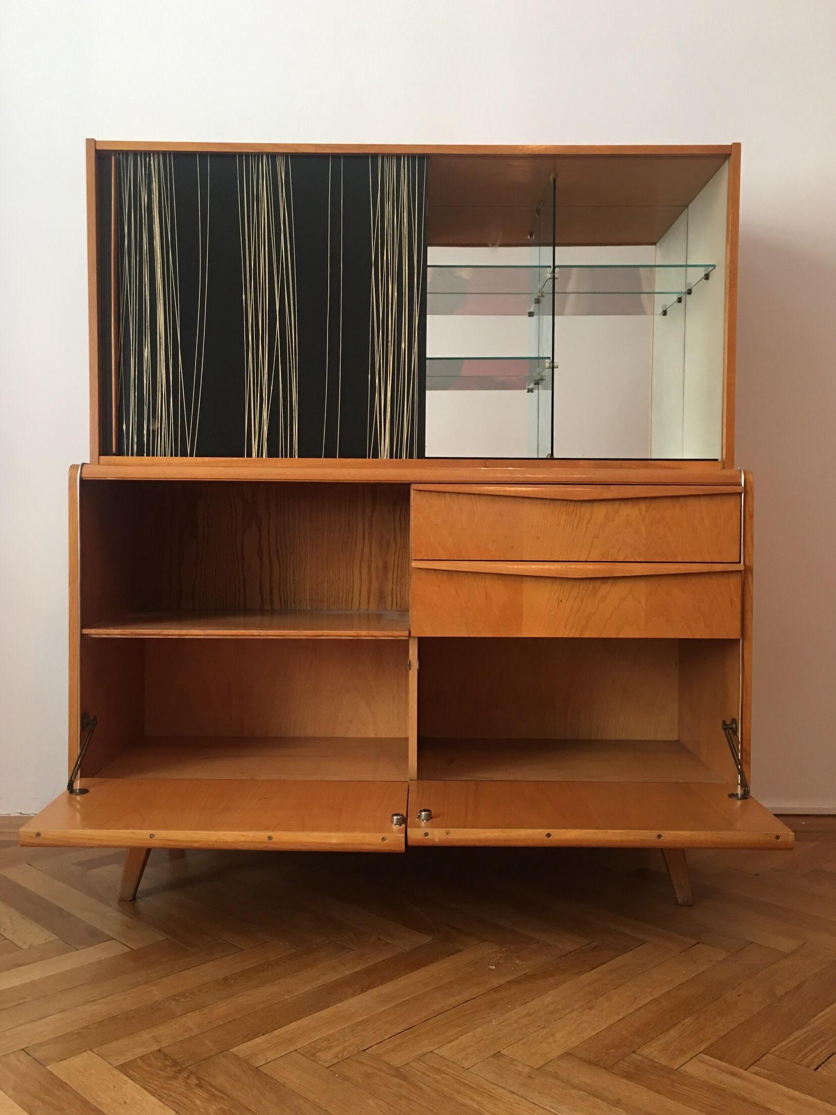Czech Wooden Sideboard with Bar from Jitona, 1960s For Sale