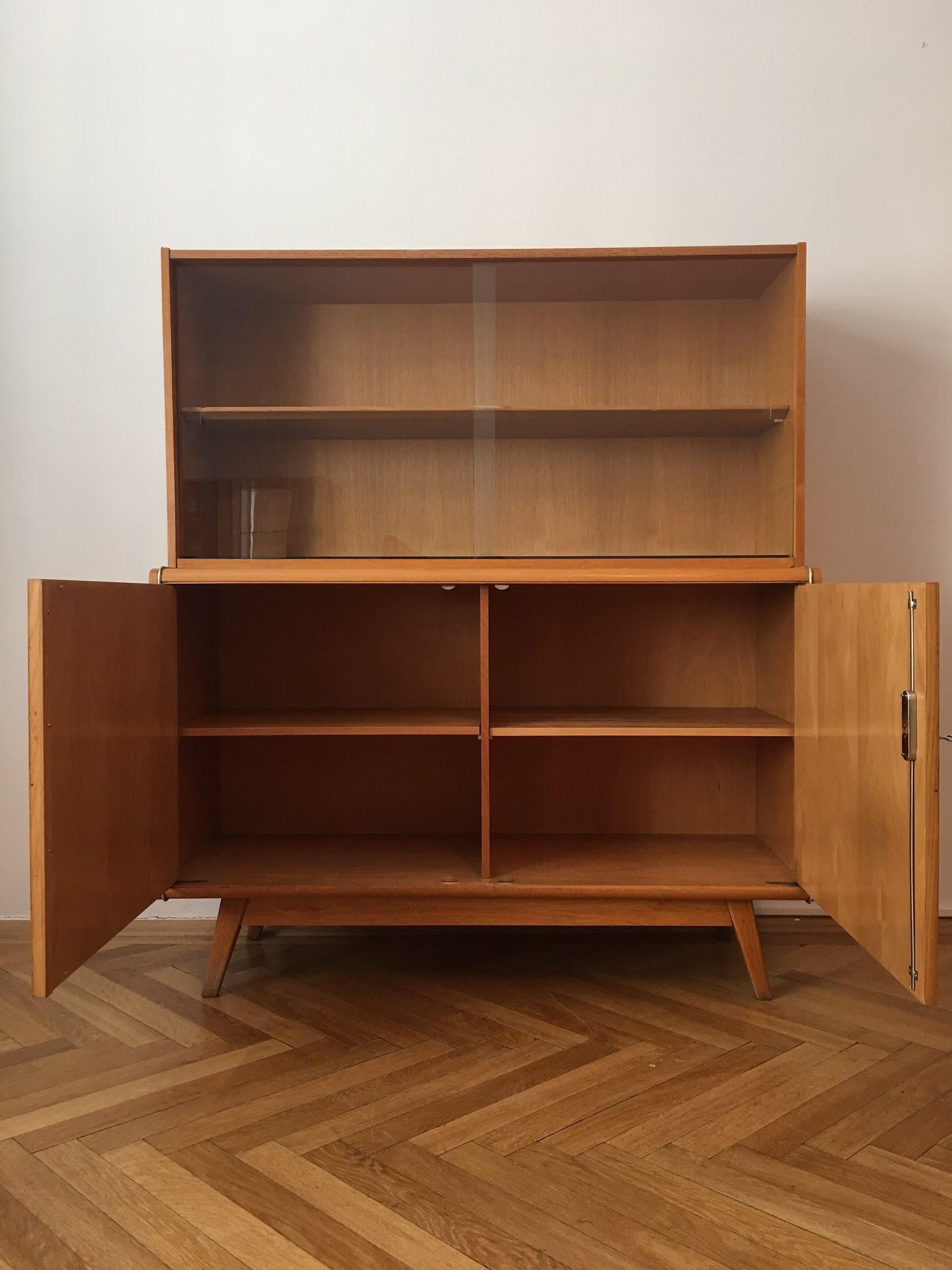 Mid-Century Modern Wooden Sideboard with Bookcase from Jitona, 1960s For Sale