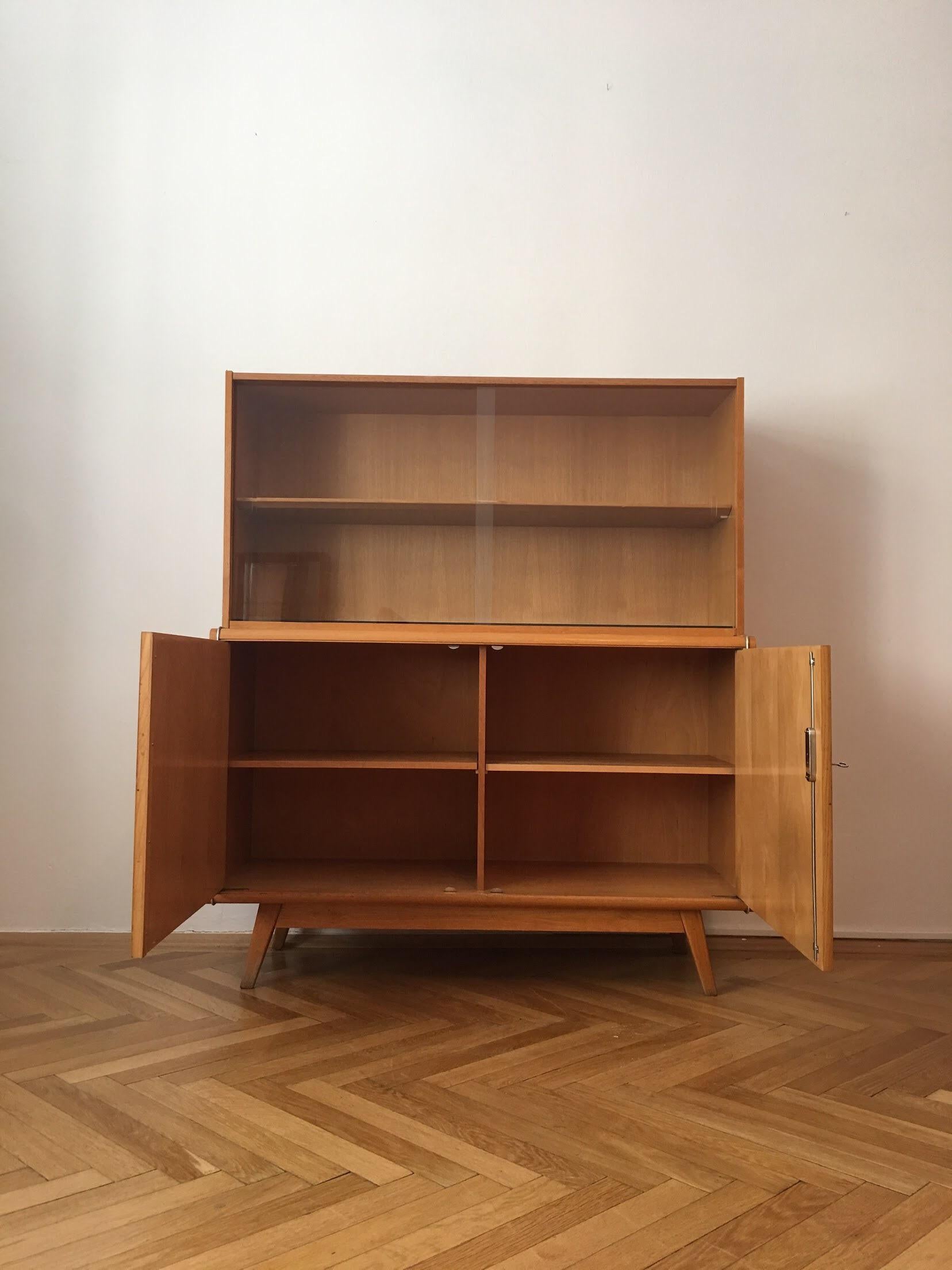 Czech Wooden Sideboard with Bookcase from Jitona, 1960s For Sale