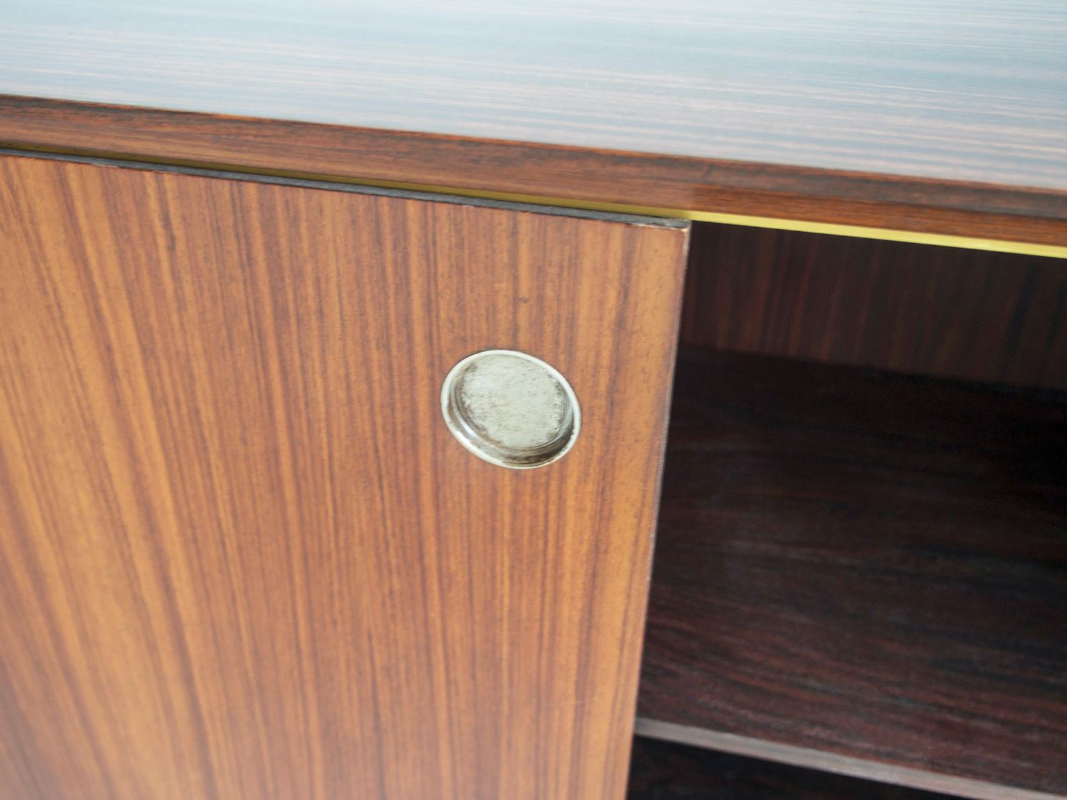 Wooden Sideboard with White Sliding Door and Drawers, circa 1960 For Sale 4