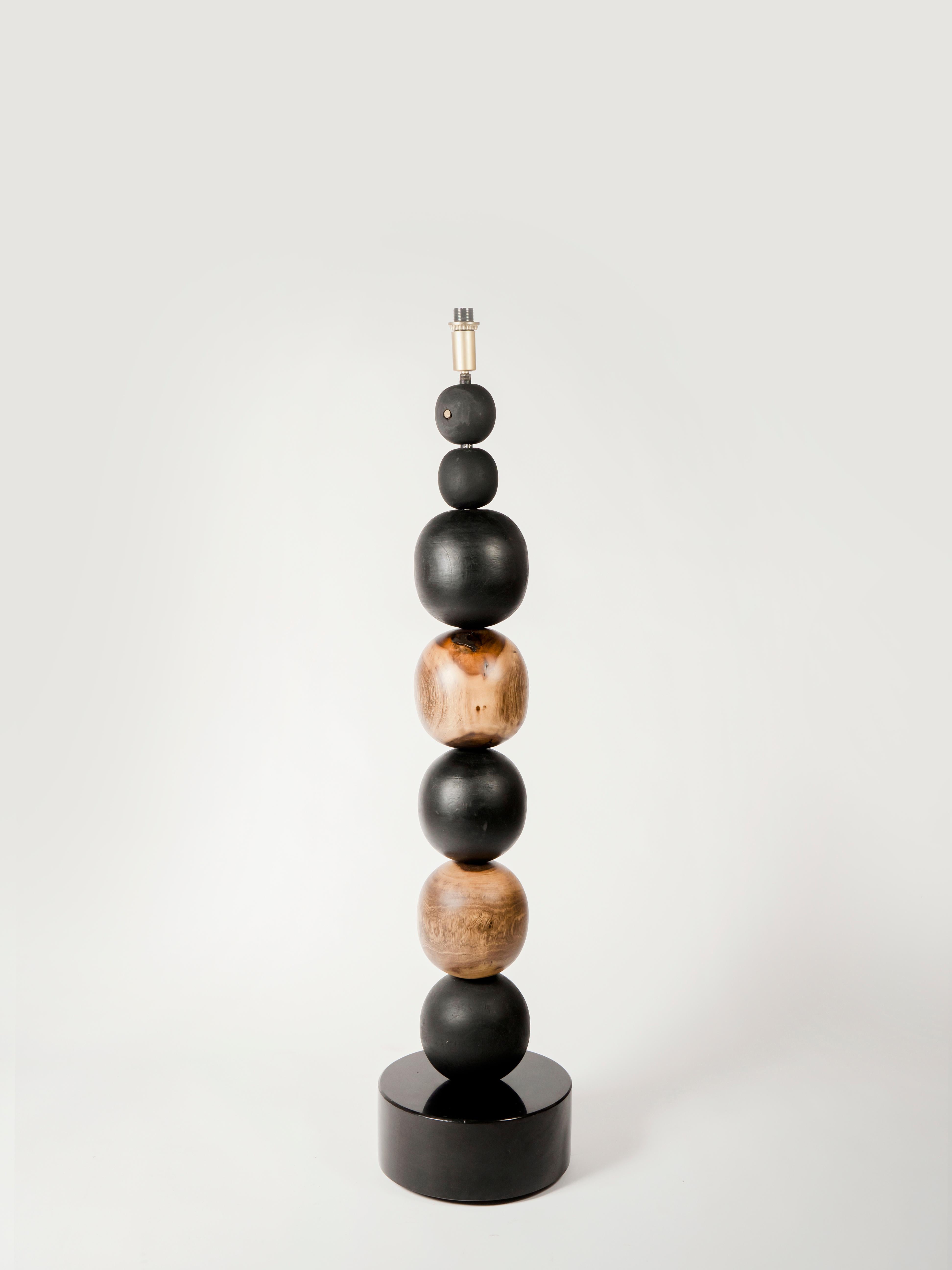 Mexican Wooden Spheres Floor Lamp with Palm Screen by Daniel Orozco For Sale