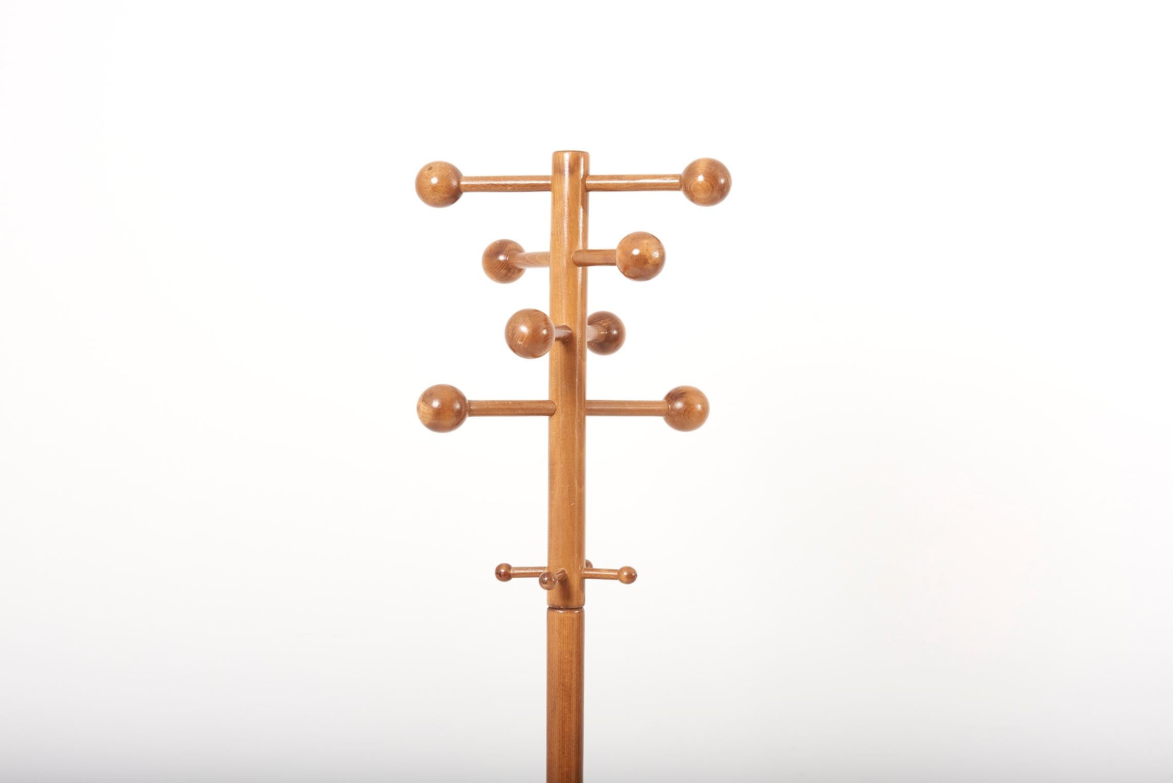 Mid-20th Century Wooden Sputnik Coat Rack or Stand, Denmark, 1960s