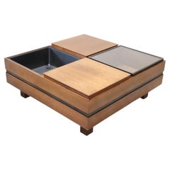 Wooden Square Storage Coffee Table Carlo Hauner for Forma, Italy 1960s