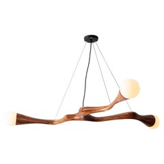 Sculpture lumineuse à plusieurs ampoules en bois, personnalisable, présentée en cerisier