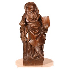 Wooden Statue of a Monk with a Bible and a Ciborium, 16th Century