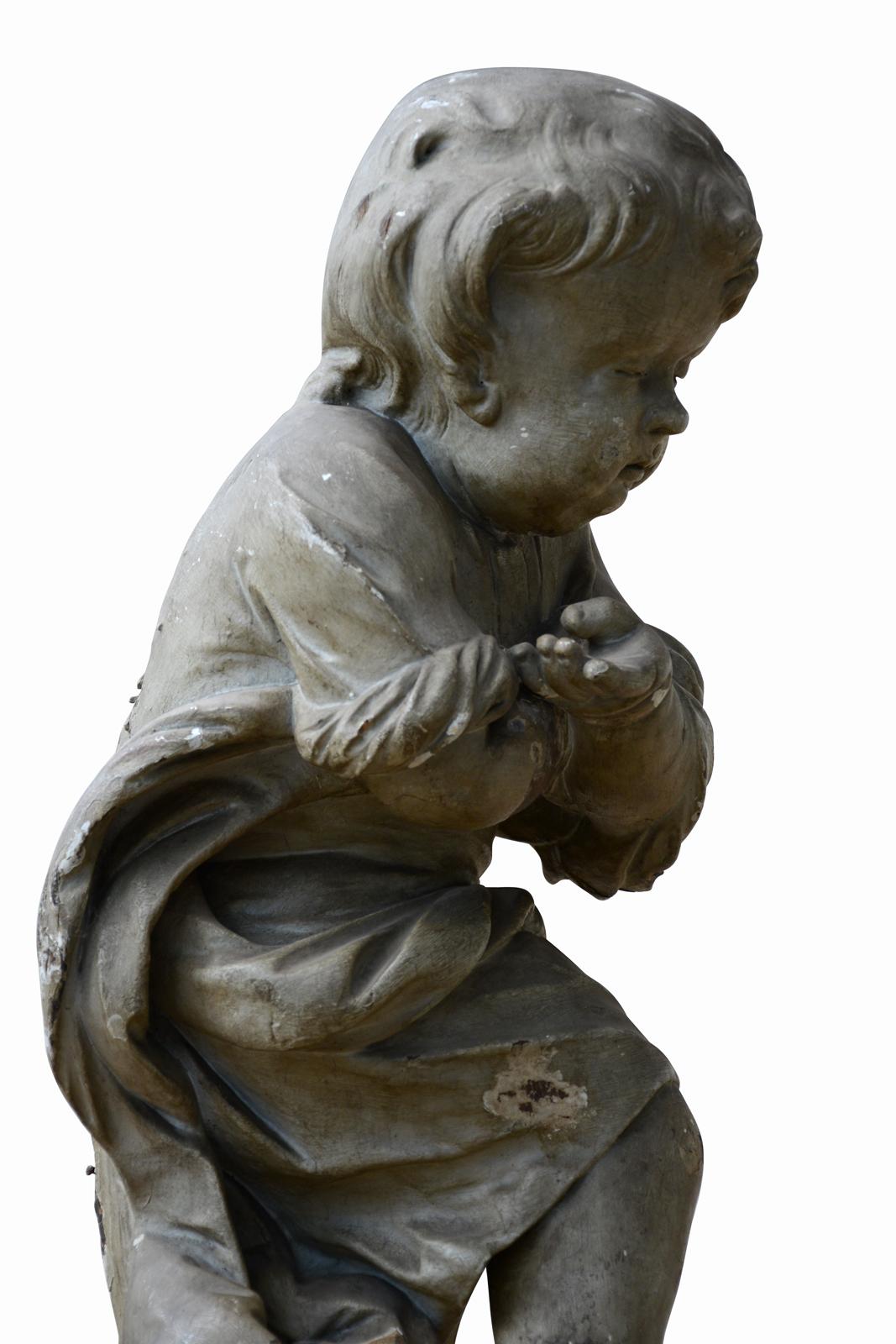 Wooden Statue Representing Jesus as a Child, 18th Century In Good Condition For Sale In Richebourg, Yvelines