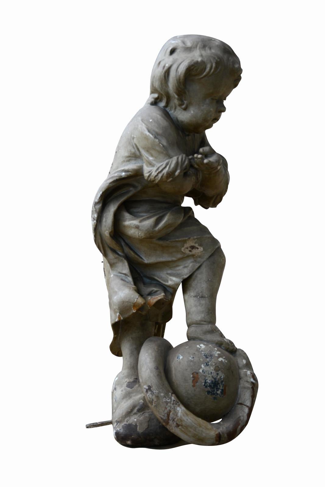 18th Century and Earlier Wooden Statue Representing Jesus as a Child, 18th Century For Sale