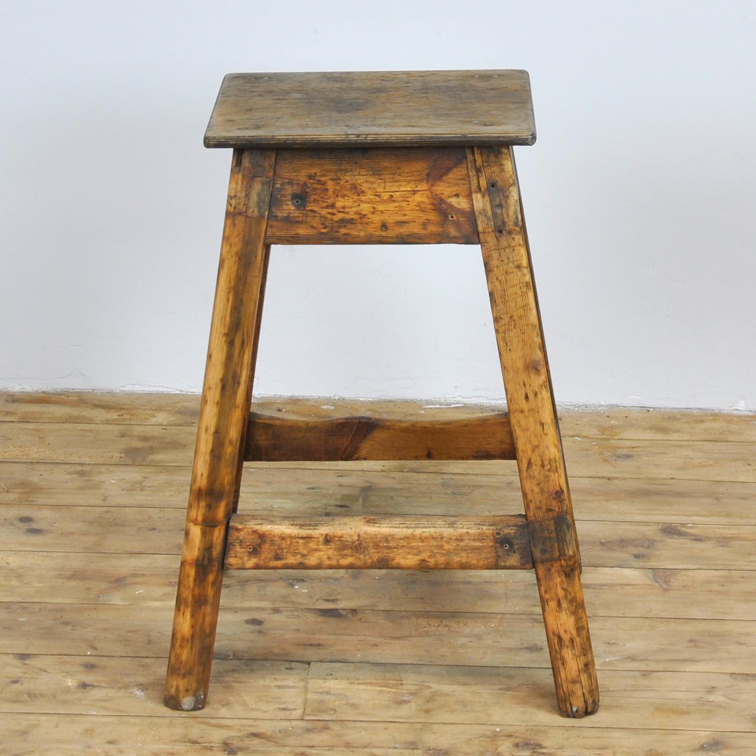 Rustic Wooden Stool, 1930s