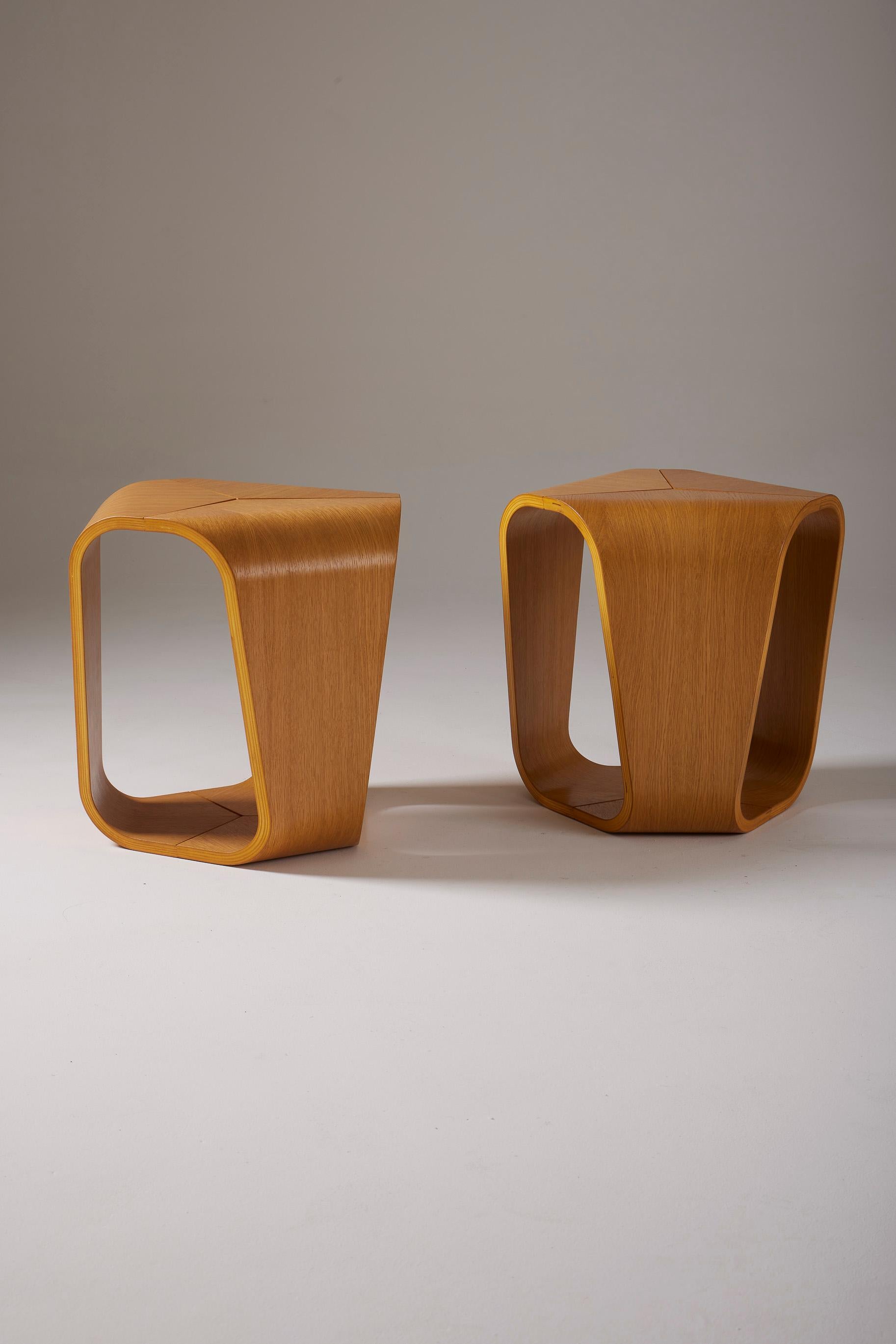 Wooden stool by Enrico Cesana For Sale 7