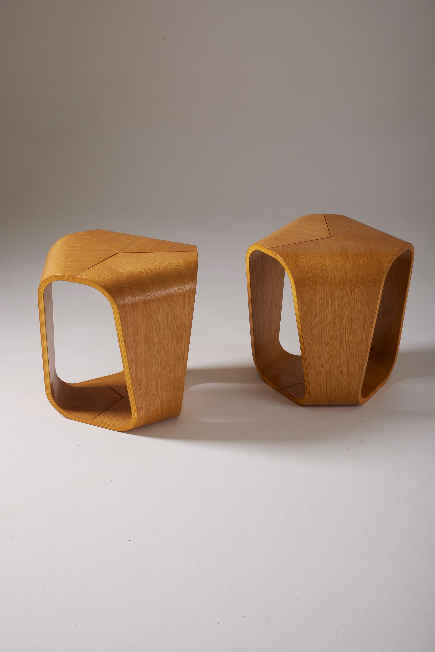 Wooden stool by Enrico Cesana For Sale 8