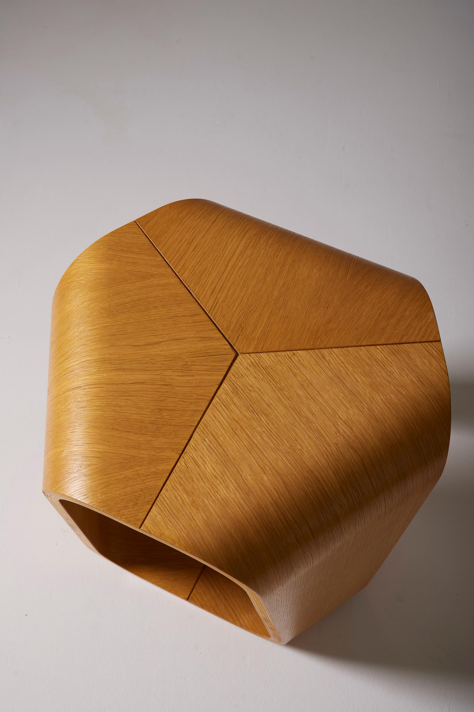 Wooden stool by Enrico Cesana For Sale 2