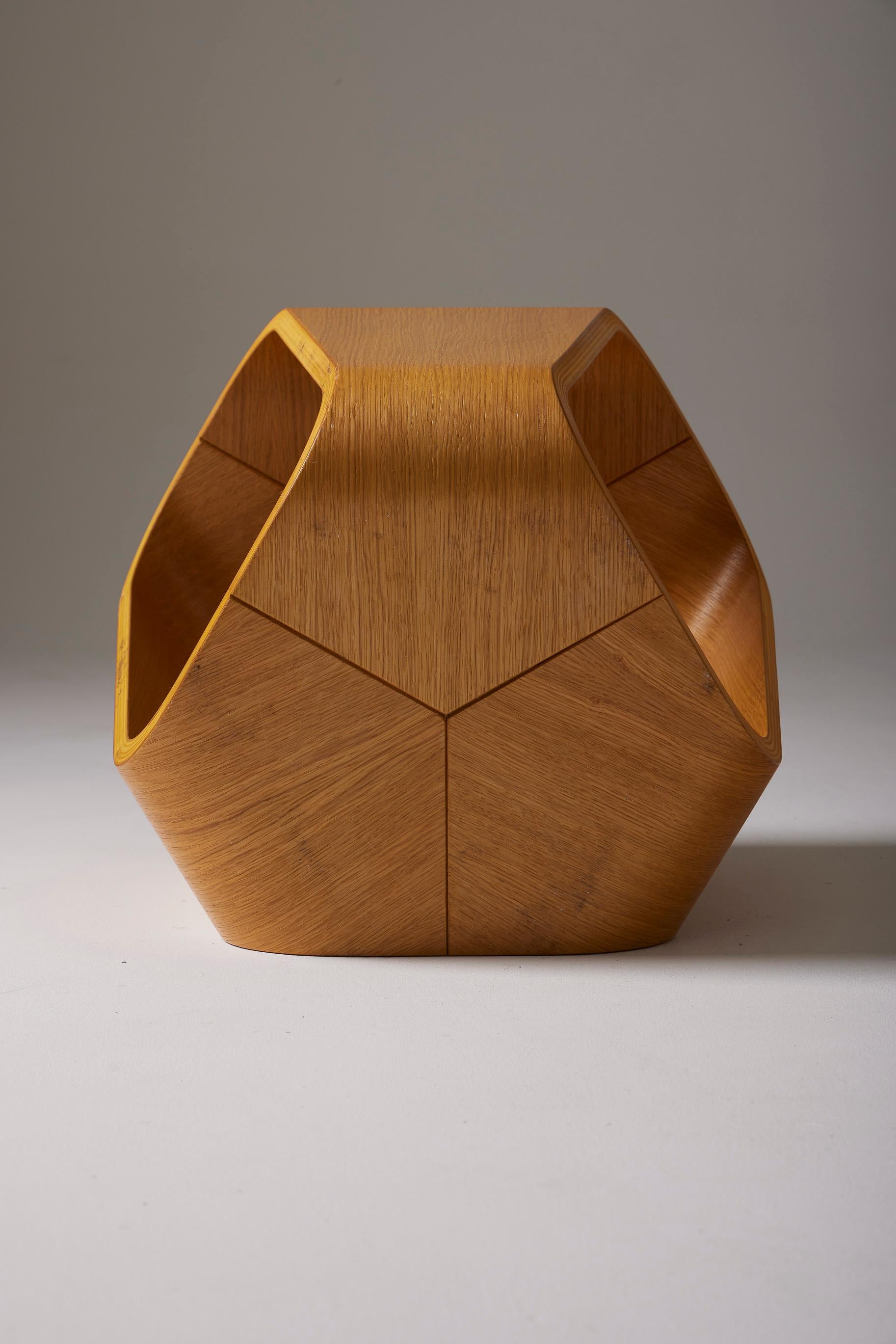 Wooden stool by Enrico Cesana For Sale 5