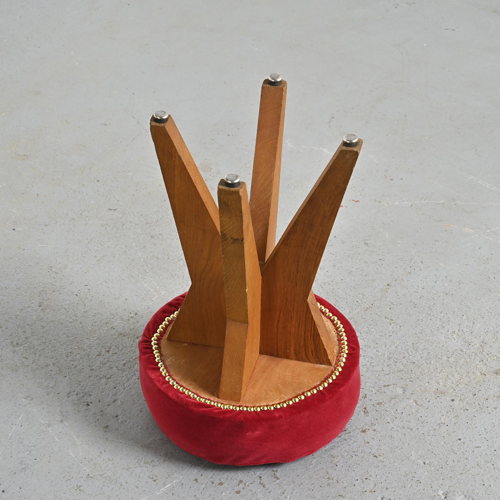 Holzhocker von Henry Jacques Le Même, Frankreich, um 1949 im Angebot 4