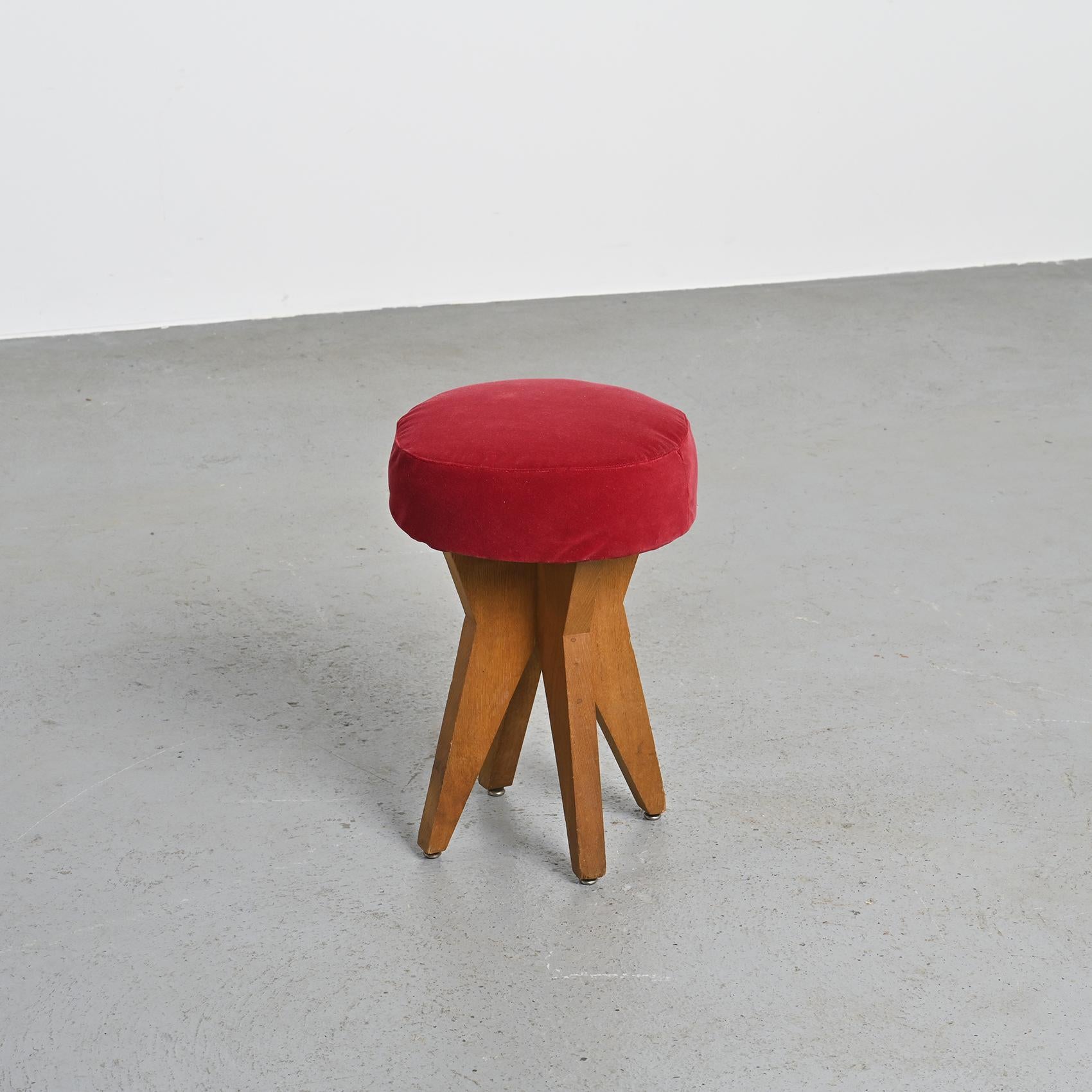 Holzhocker von Henry Jacques Le Même, Frankreich, um 1949 im Angebot 5