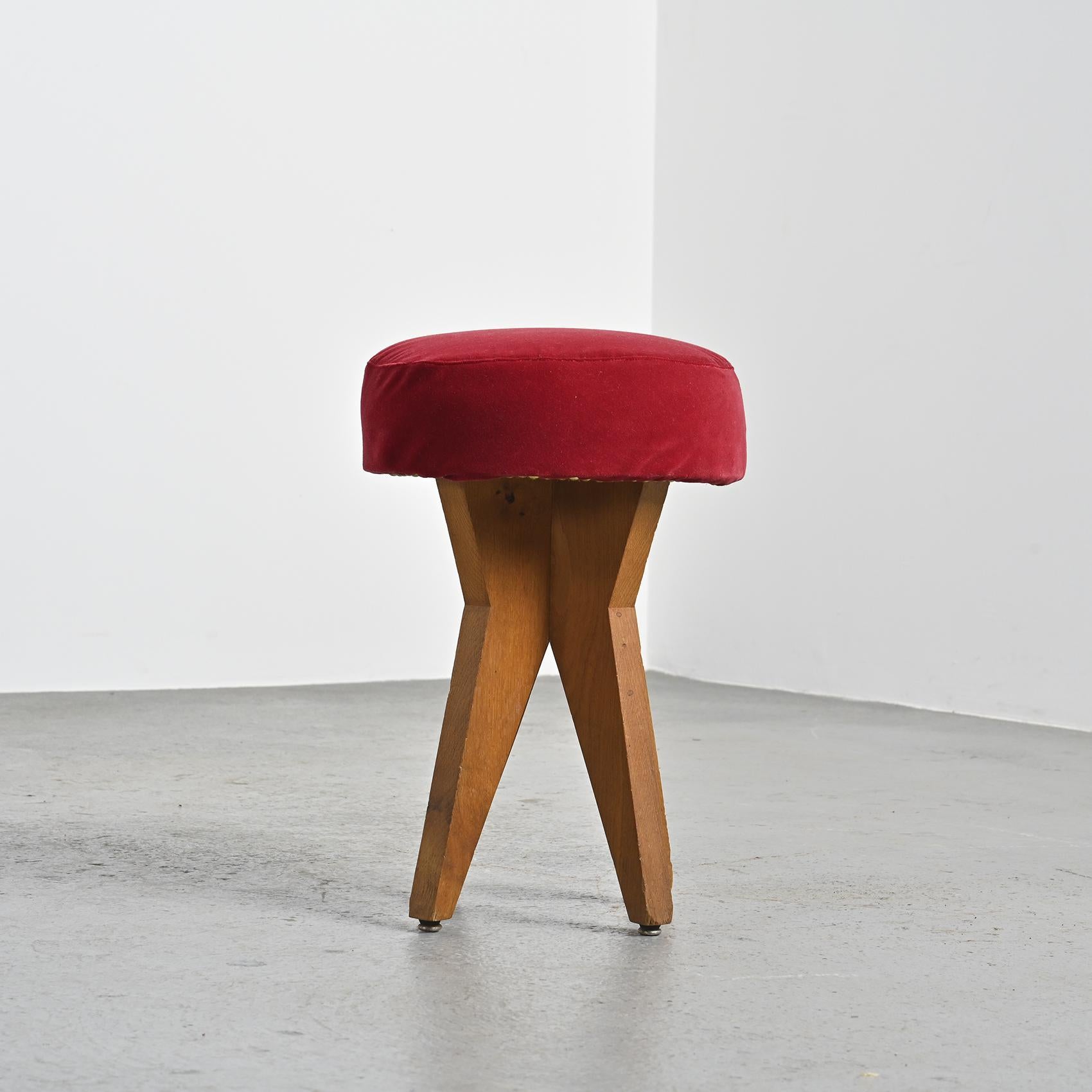 Holzhocker von Henry Jacques Le Même, Frankreich, um 1949 (Moderne der Mitte des Jahrhunderts) im Angebot