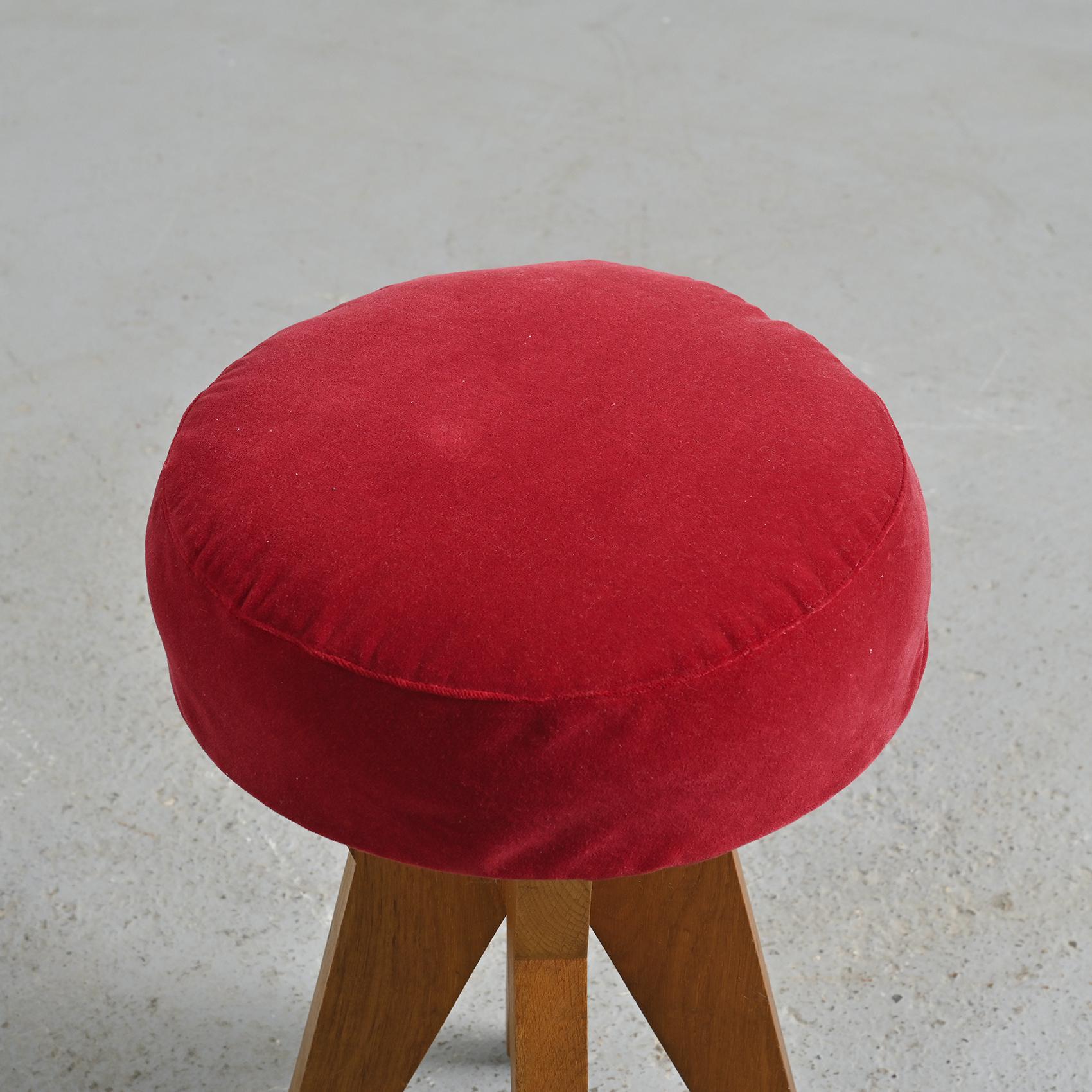 Holzhocker von Henry Jacques Le Même, Frankreich, um 1949 im Angebot 1