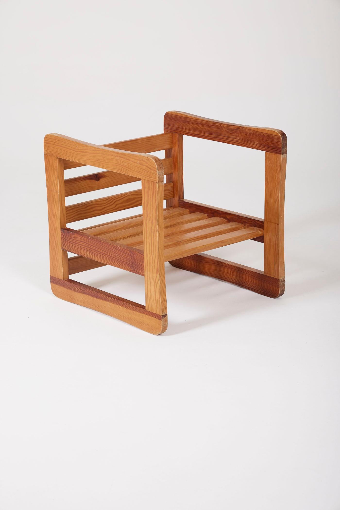 Wooden stool by Marcel Gascoin For Sale 7
