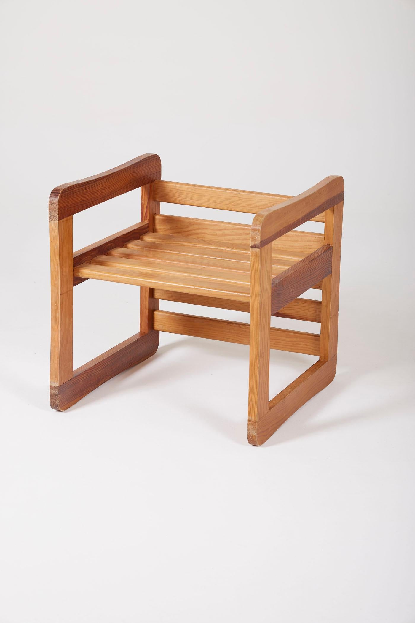 20th Century Wooden stool by Marcel Gascoin