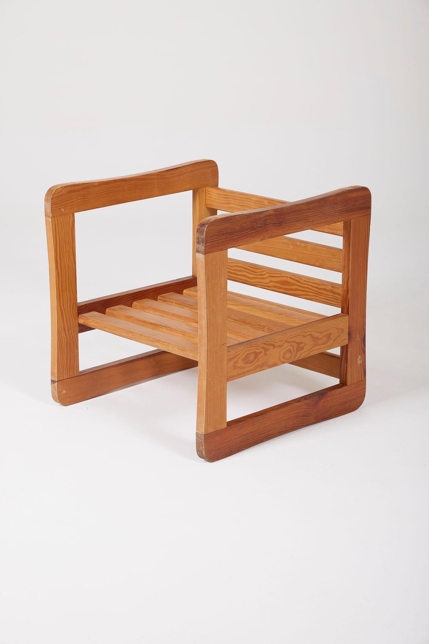 Wooden stool by Marcel Gascoin For Sale 1