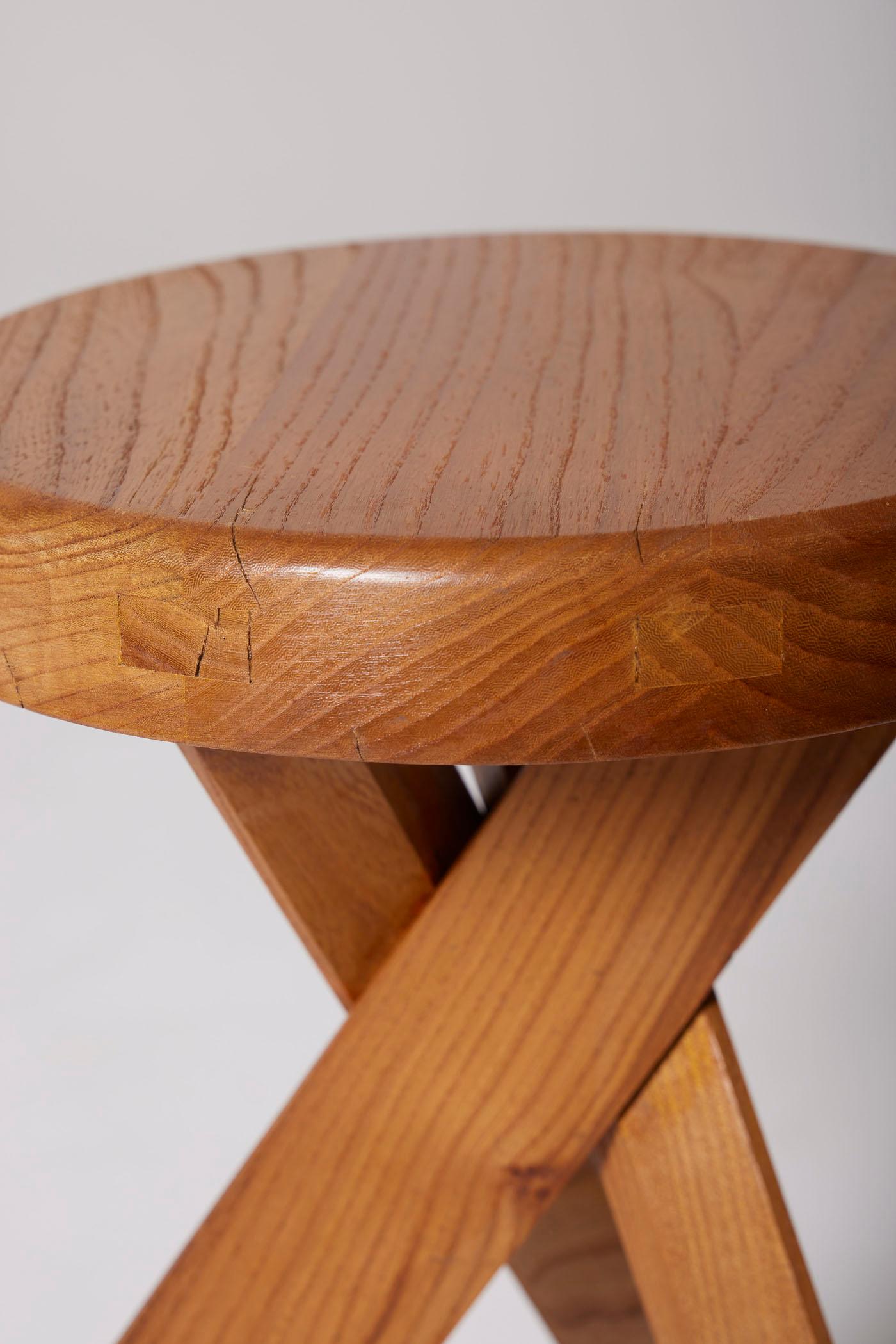 Wooden stool by Pierre Chapo 6