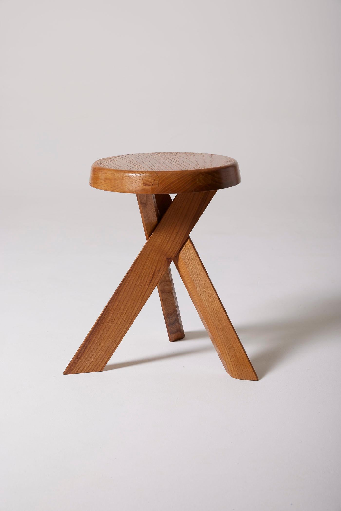 Wooden stool by Pierre Chapo In Good Condition In PARIS, FR
