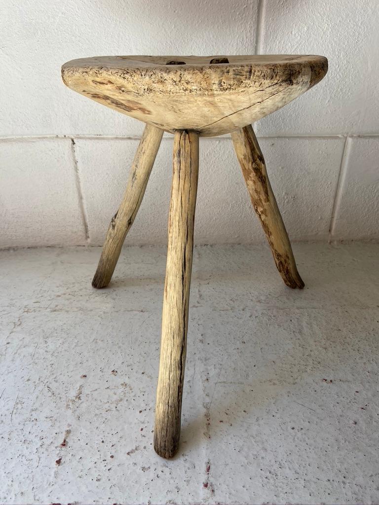 Cypress wood stool from the Sierra Gorda Mountains of Guanajuato, Mexico, circa 1970s.