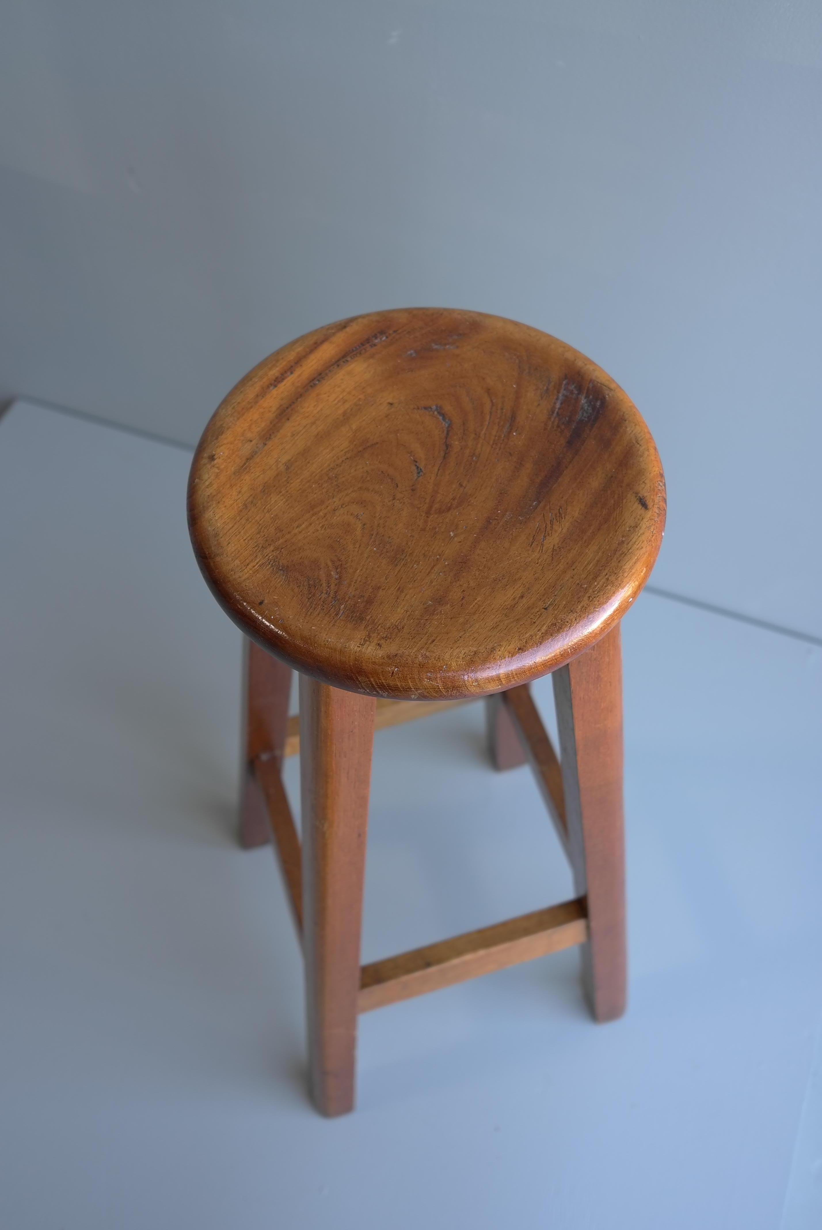 French Wooden Stool in Style of Charlotte Perriand, France, 1950's For Sale